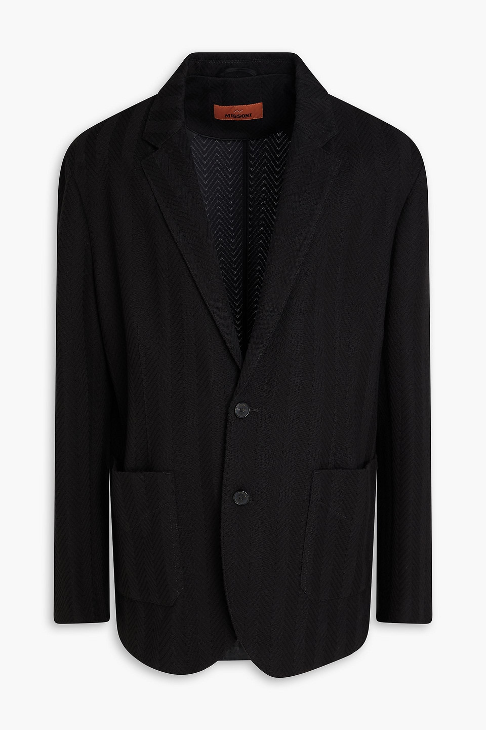Missoni Crochet-knit Cotton-blend Blazer In Black