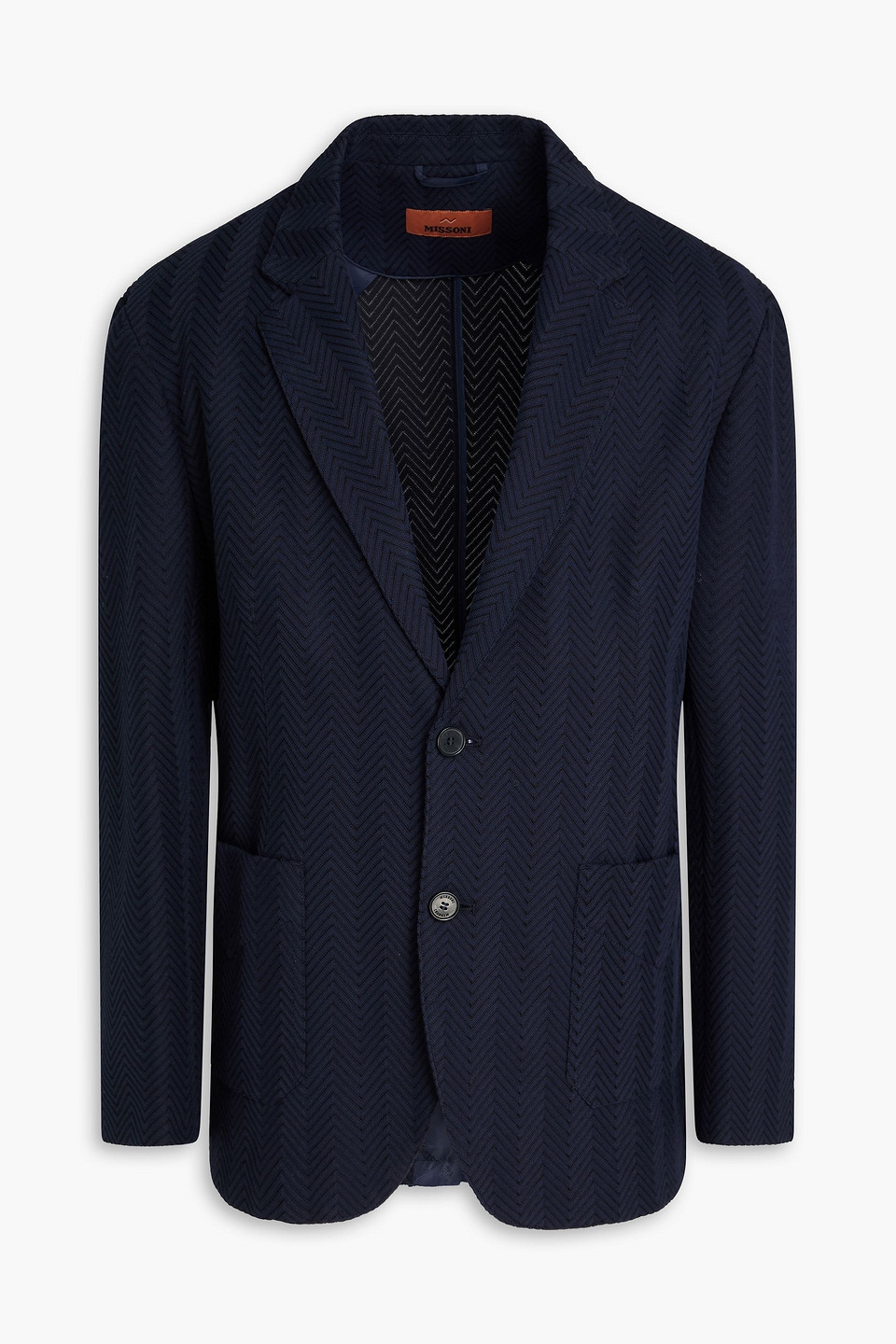 Missoni Crochet-knit Cotton-blend Blazer In Blue