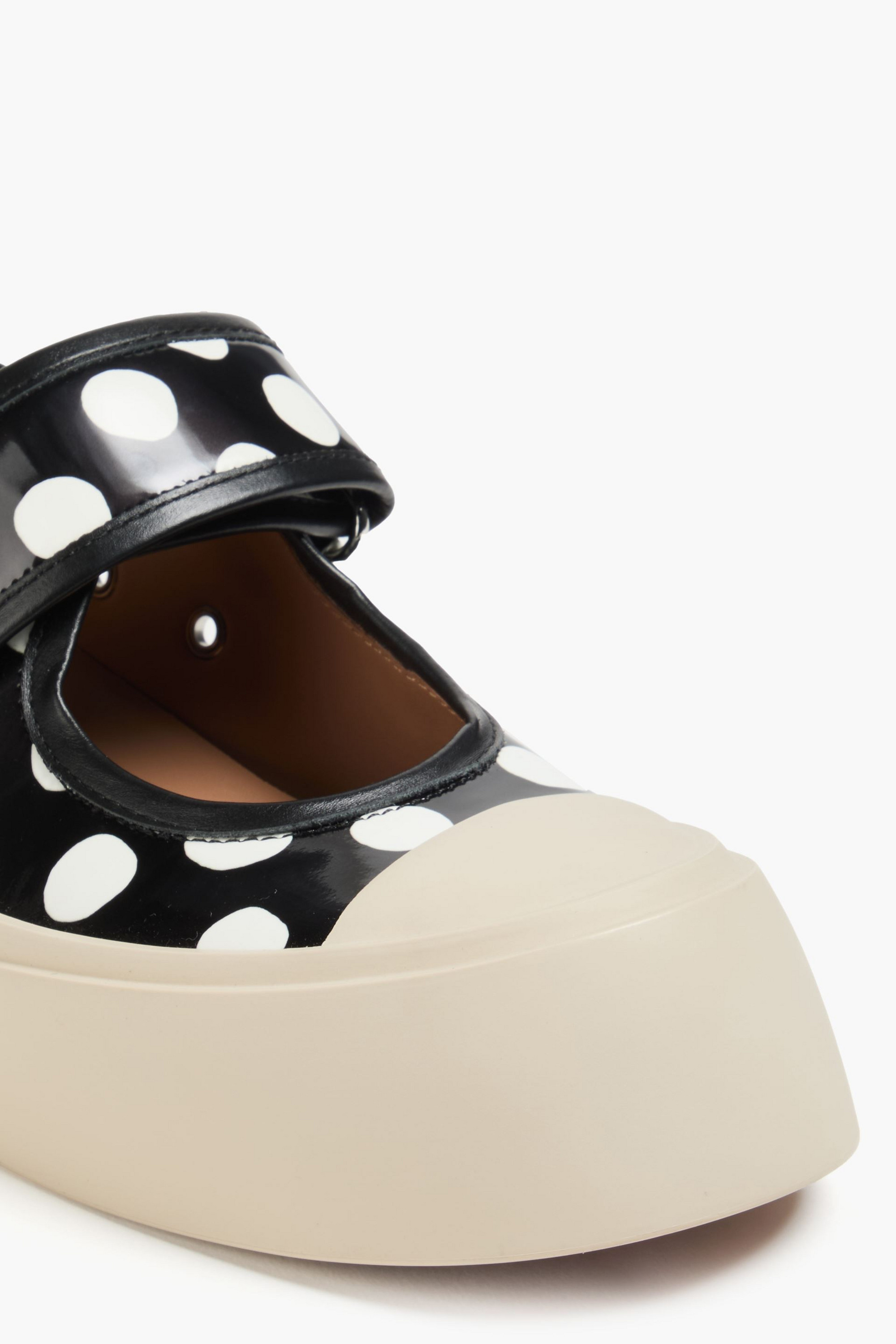 Marni Pablo polka-dot glossed-leather platform sneakers