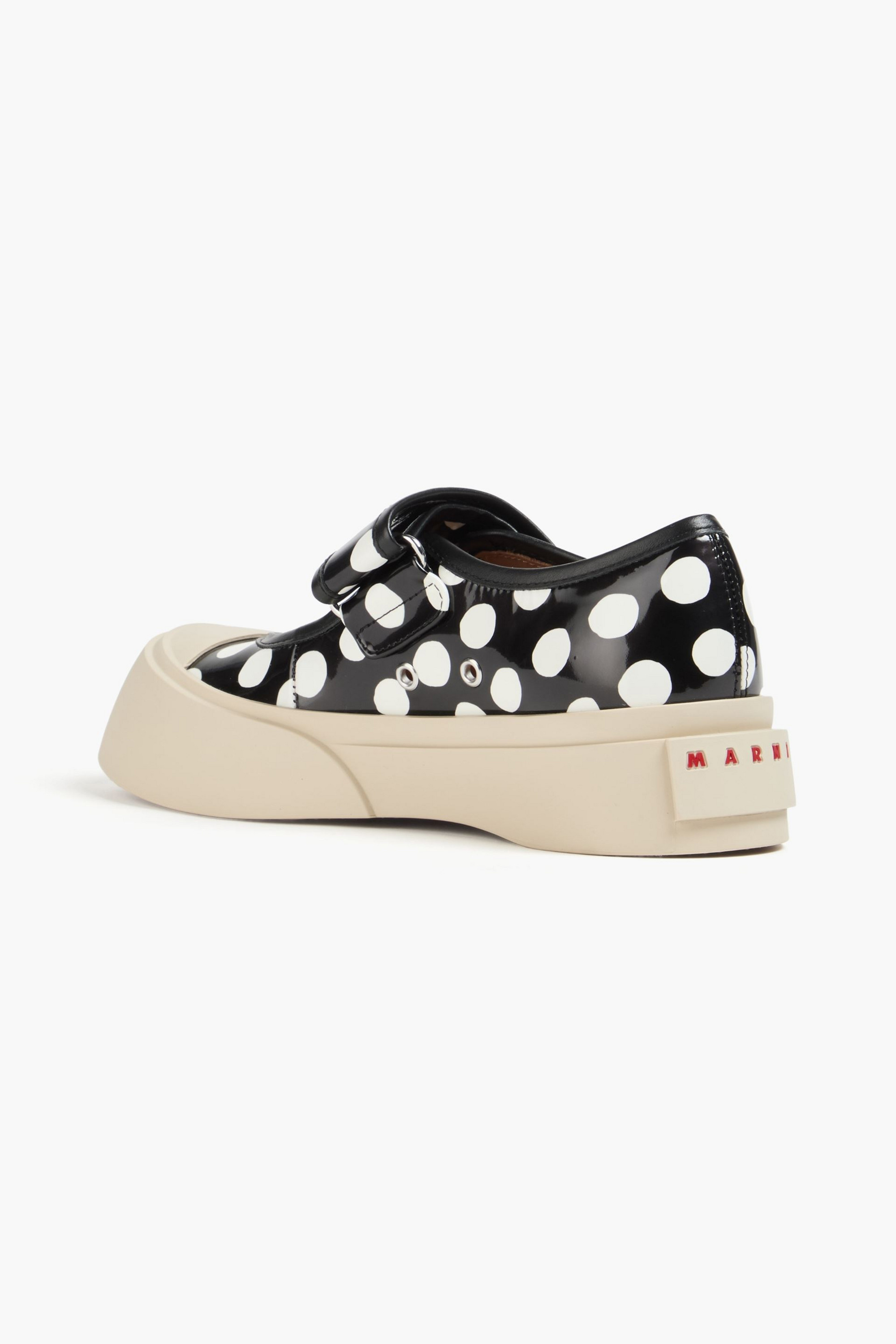 Marni Pablo polka-dot glossed-leather platform sneakers