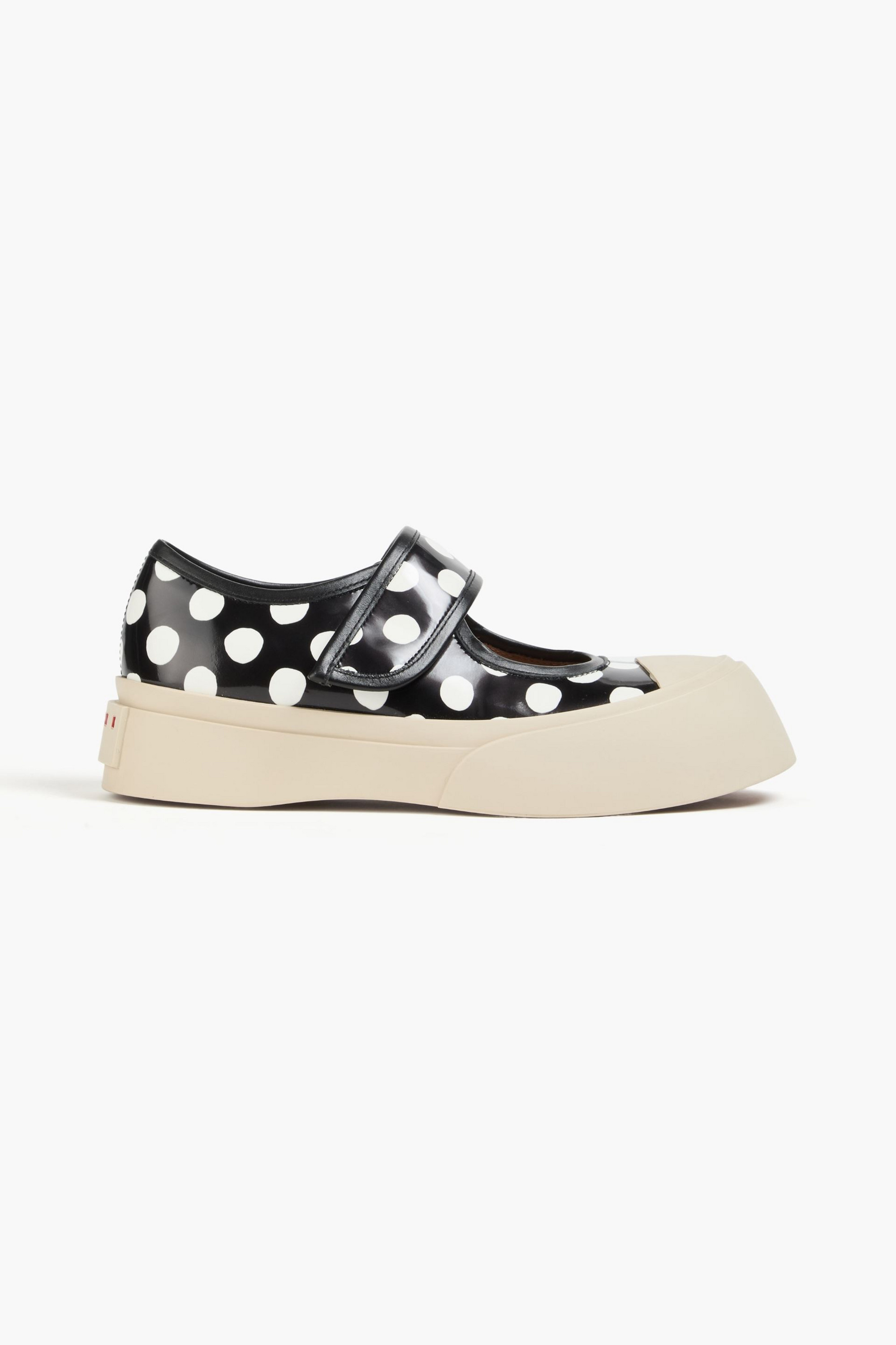Marni Pablo polka-dot glossed-leather platform sneakers