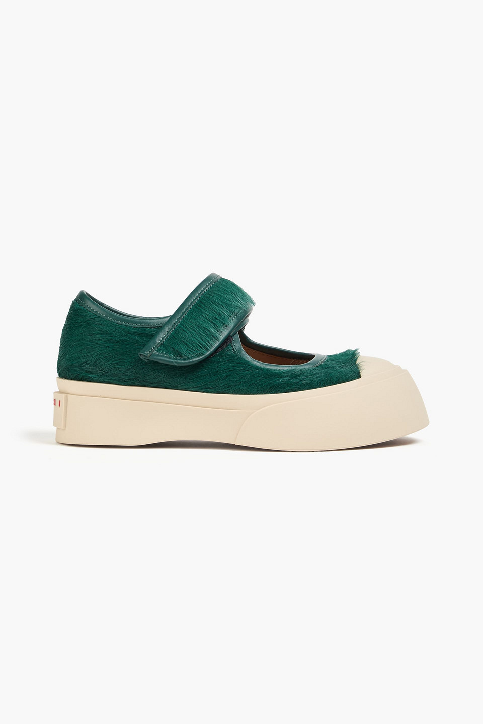 Marni Pablo Calf Hair Platform Sneakers In Green