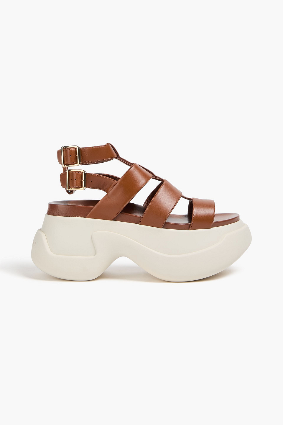 marni - leather exaggerated-sole sandals - brown - eu 36