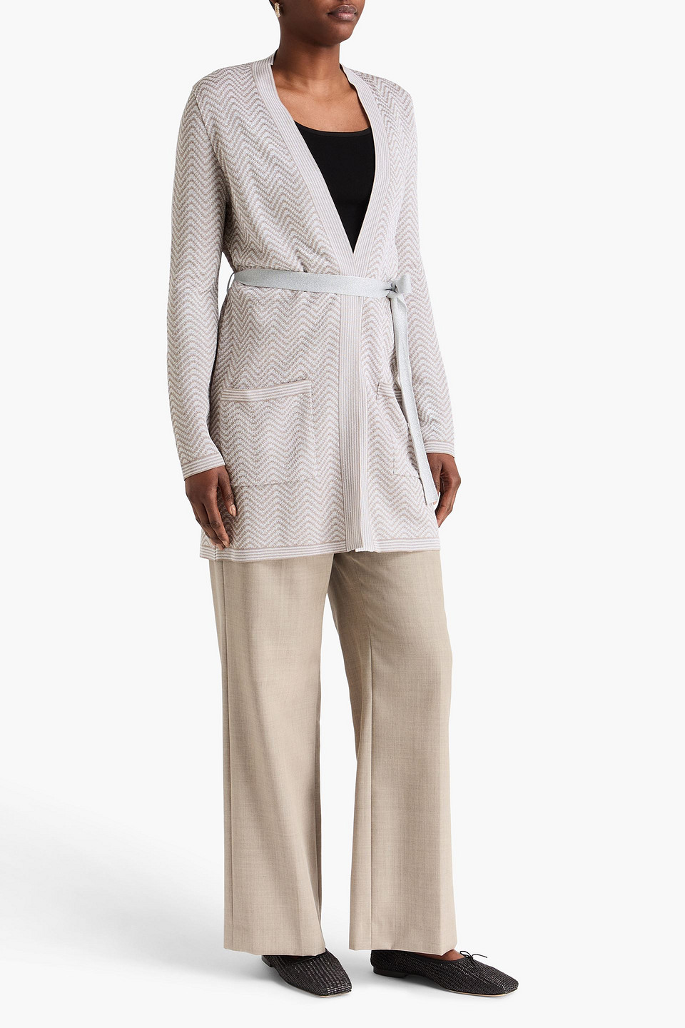  Missoni - Cardigan Aus Jacquard-strick Mit Metallic-effekt - Neutral - Xs 
