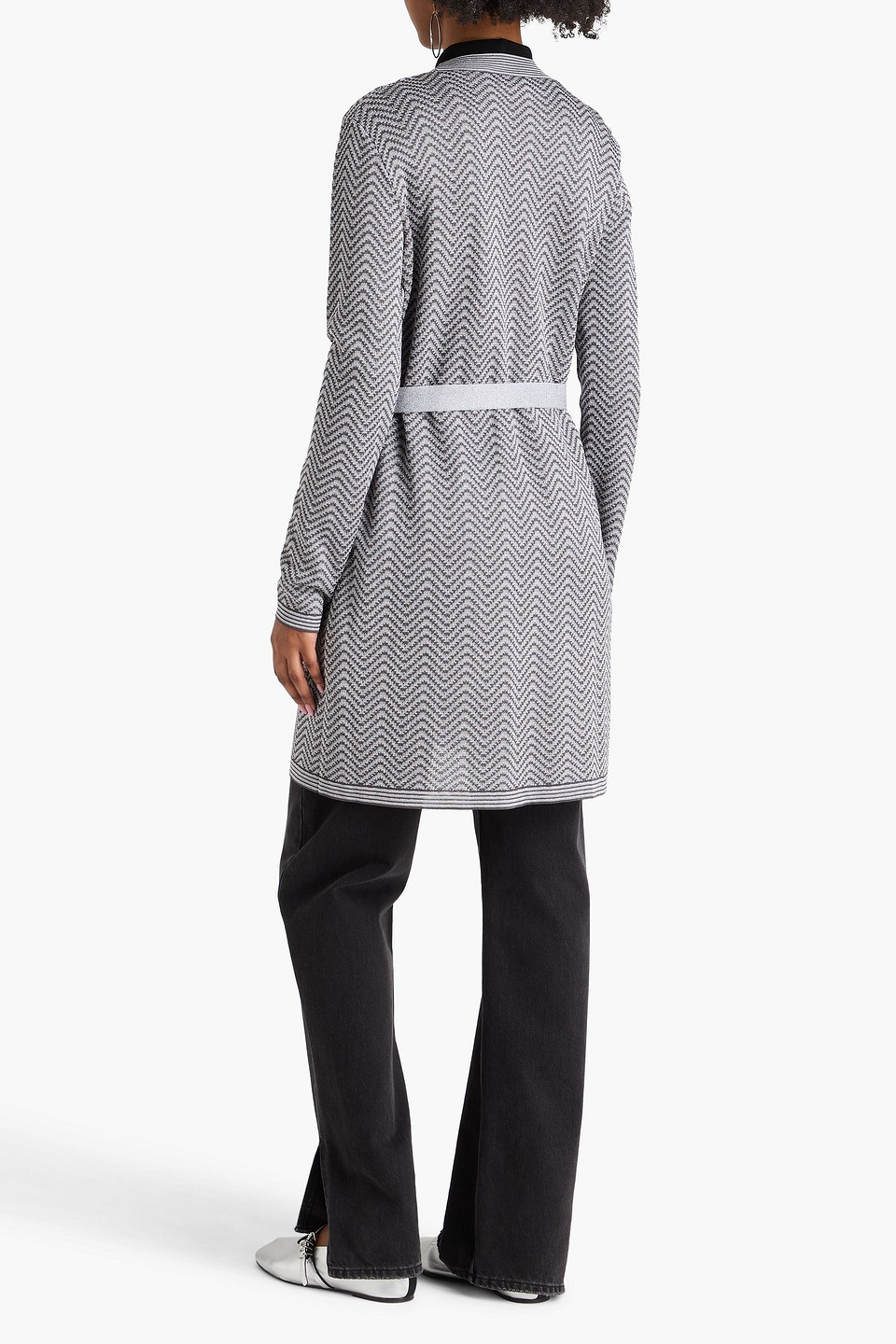  Missoni - Cardigan Aus Jacquard-strick Mit Metallic-effekt Und Gürtel - Grau - Xs 