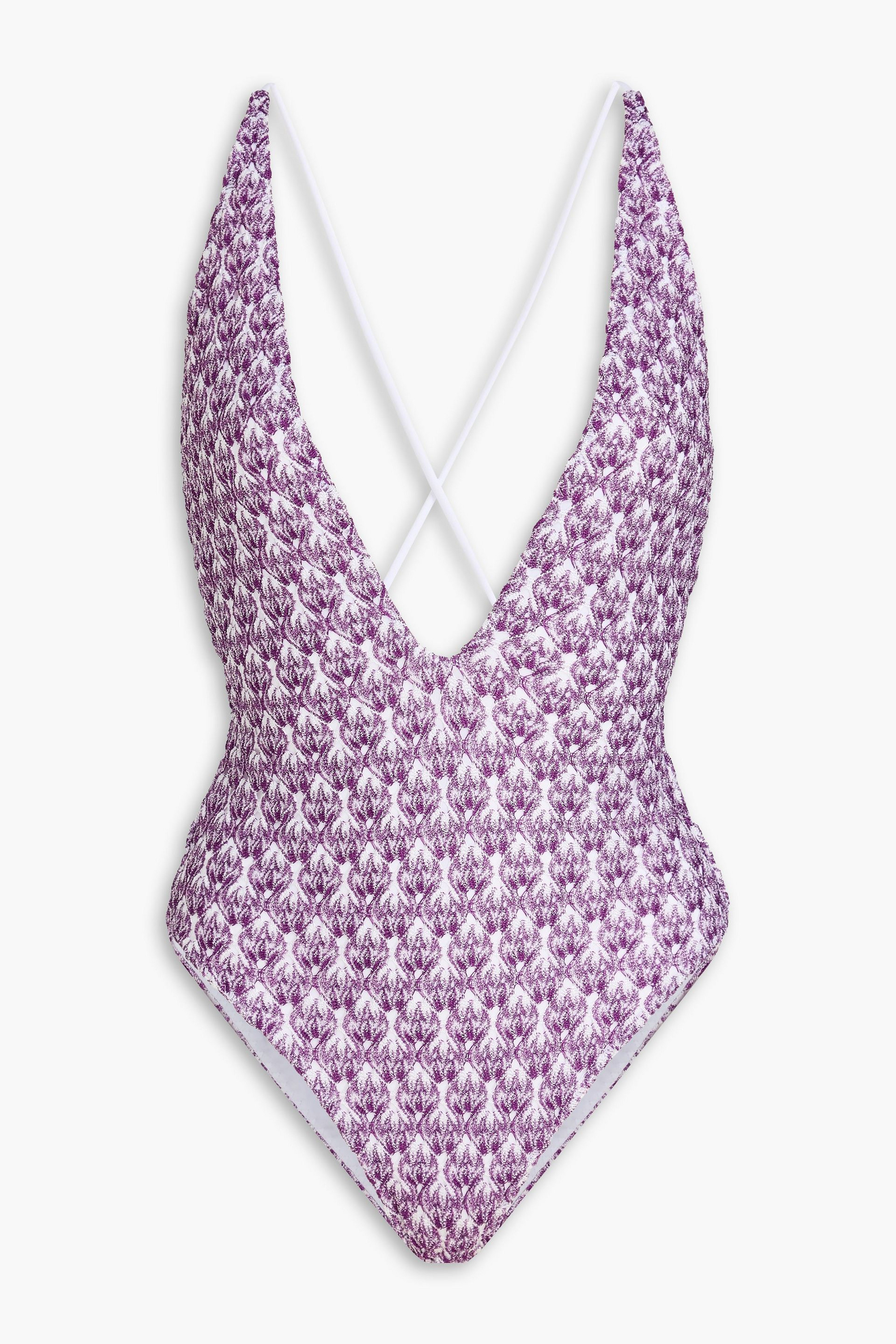 Missoni Metallic crochet-knit swimsuit thumbnail