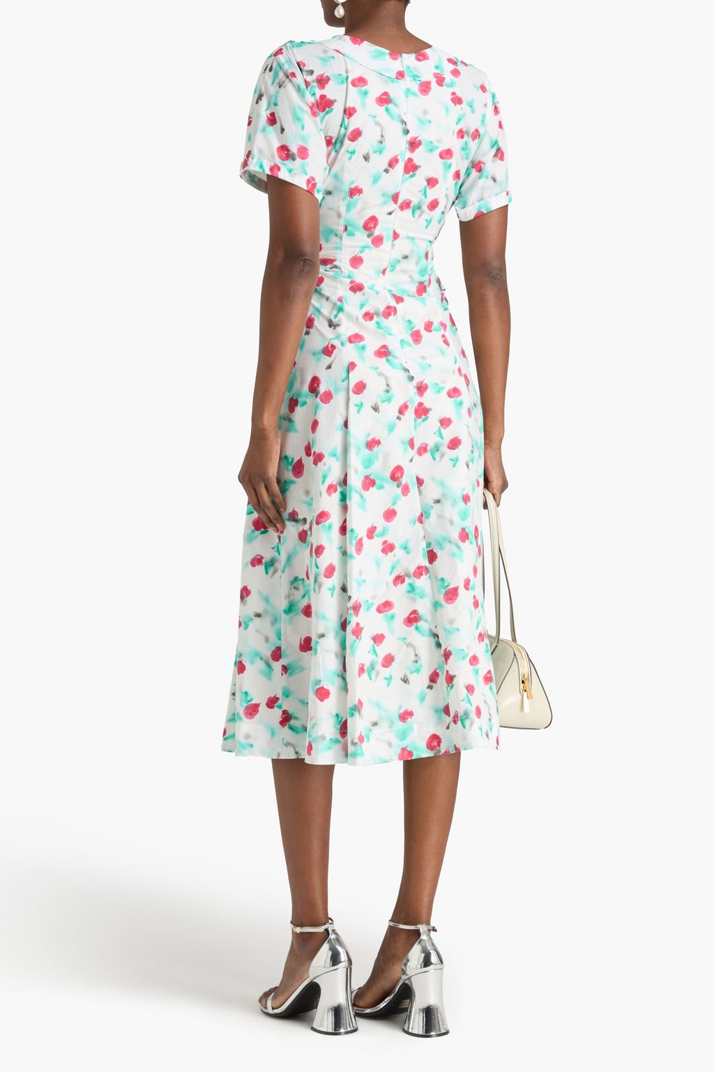 marni midi dress Marni midi dress 44 6 8 M lightweight navy blue wool puff pleated sleeve A  line