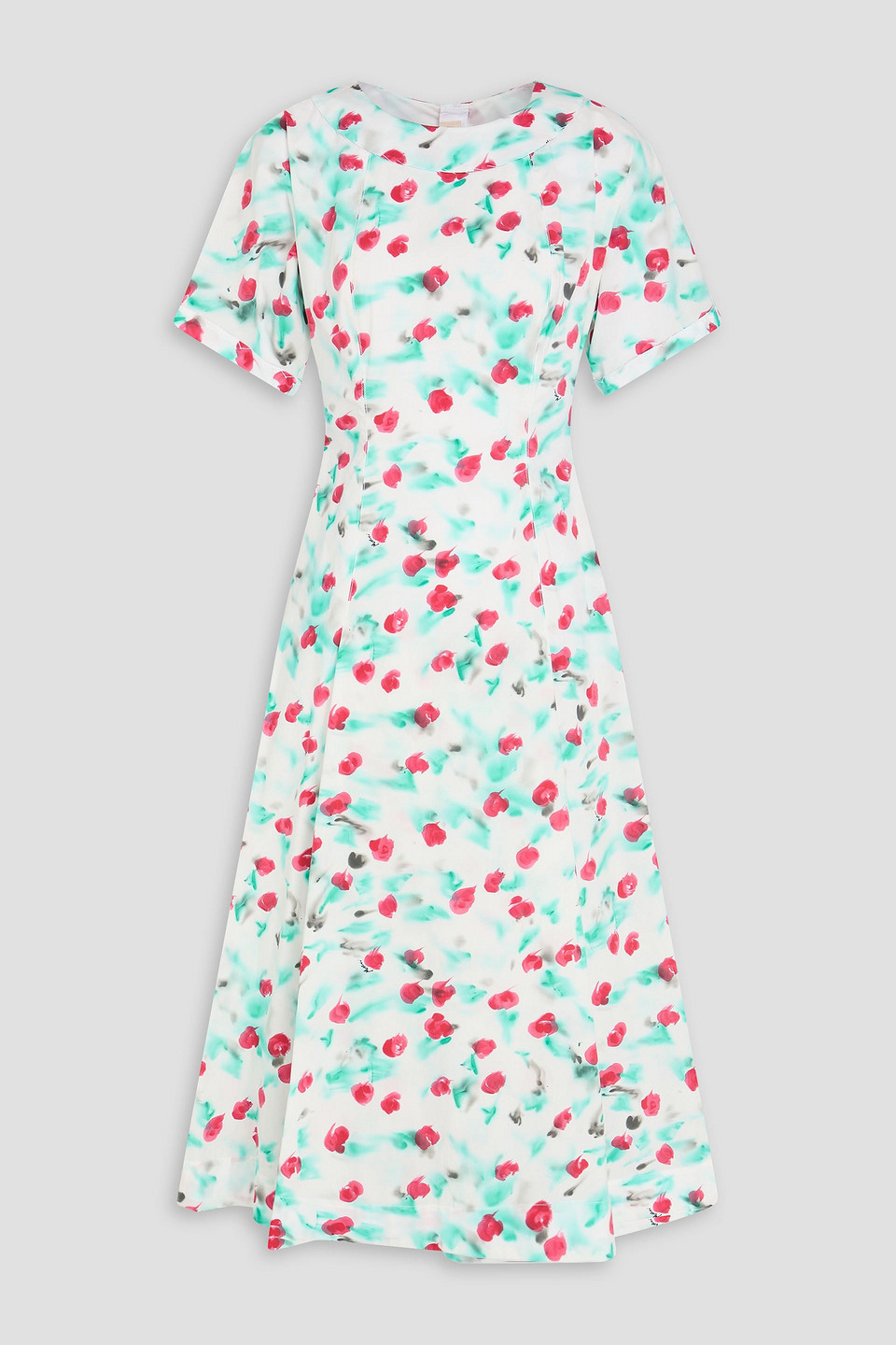 marni - embroidered printed cotton-poplin midi dress - white - it 40