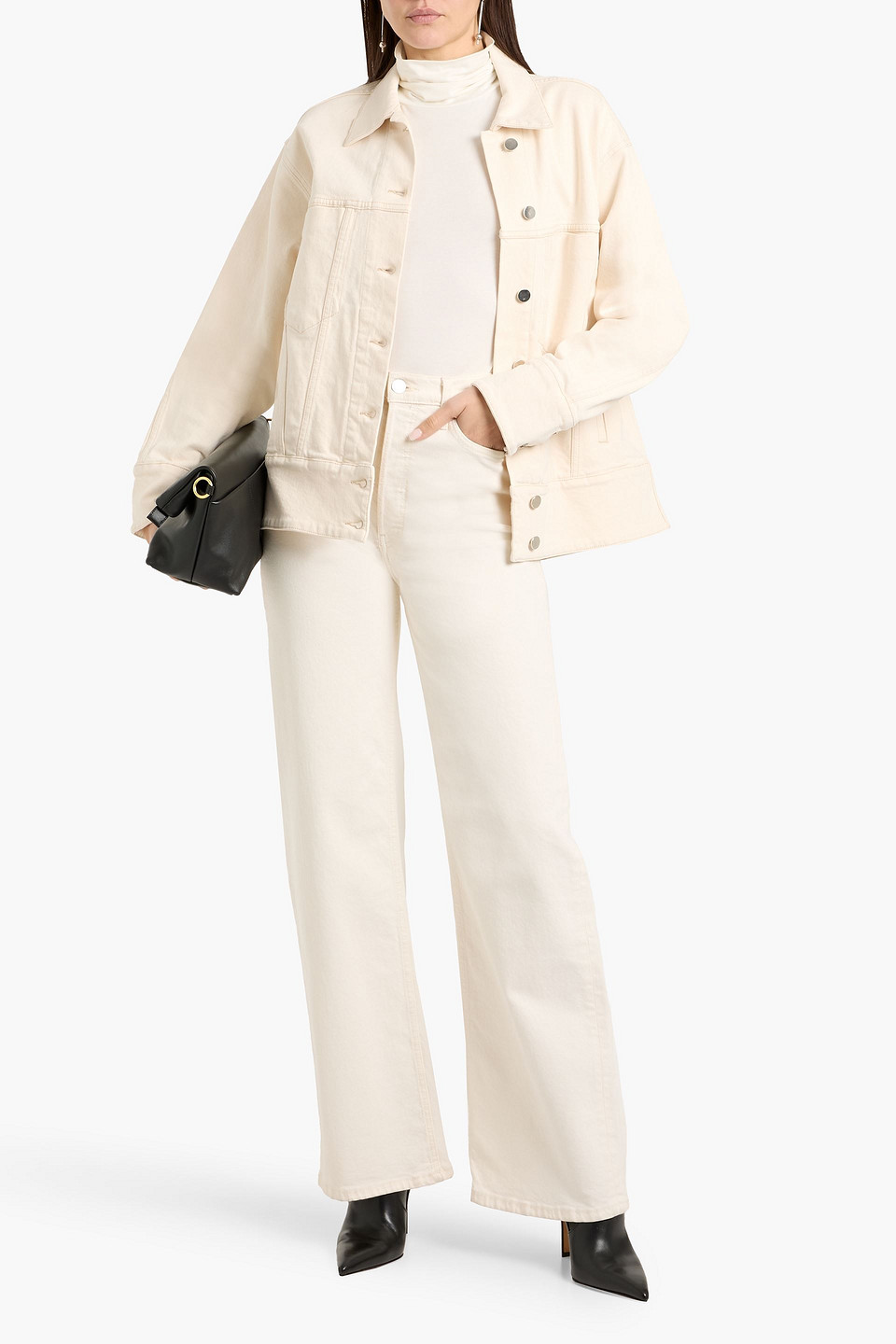 Another Tomorrow Oversized Denim Jacket Ecru In Neutral