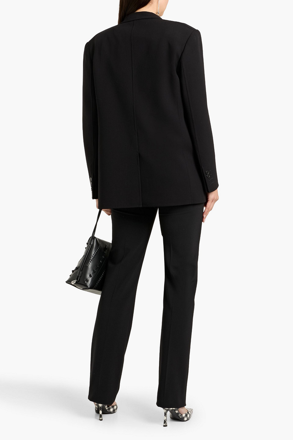 Another Tomorrow Wool-blend Blazer In Black