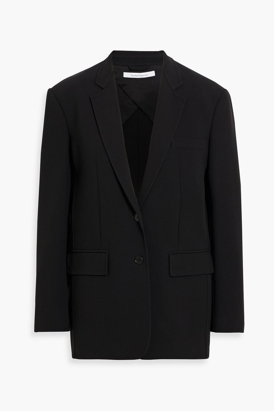 Another Tomorrow Wool-blend Blazer In Black