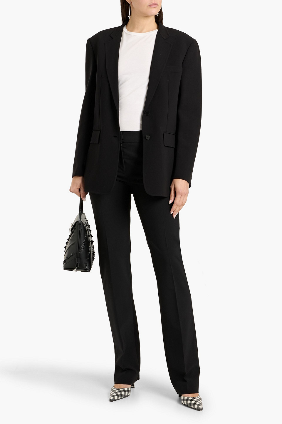 Another Tomorrow Wool-blend Blazer In Black