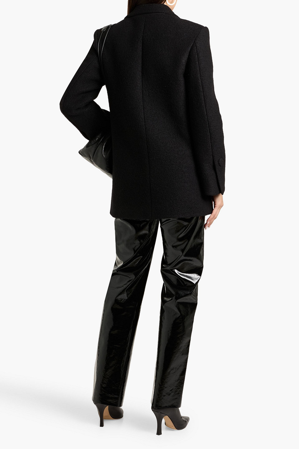 Another Tomorrow Double-breasted Wool-bouclé Coat In Black