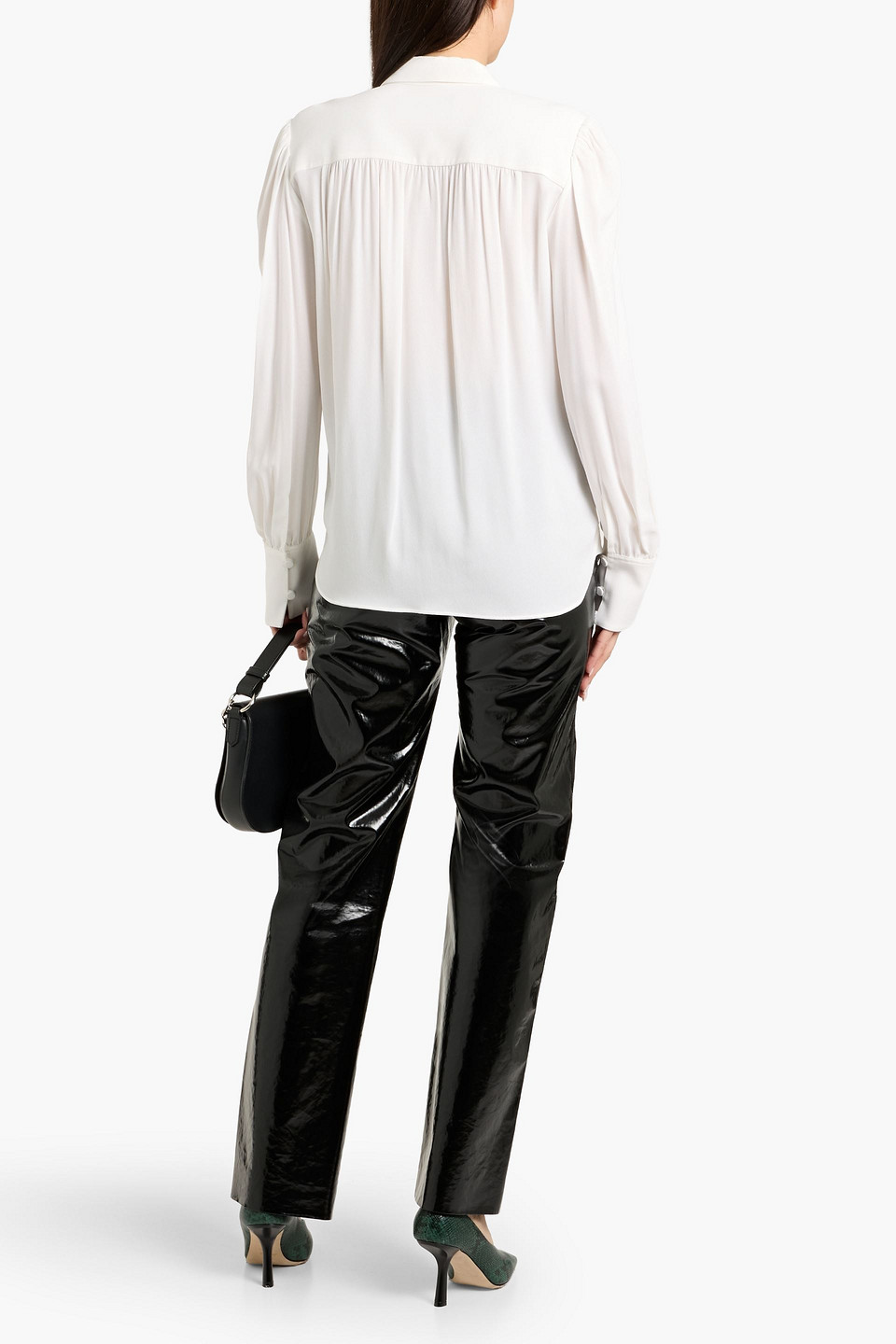 Another Tomorrow - Geraffte Bluse Aus Crêpe - Weiß - It 36 