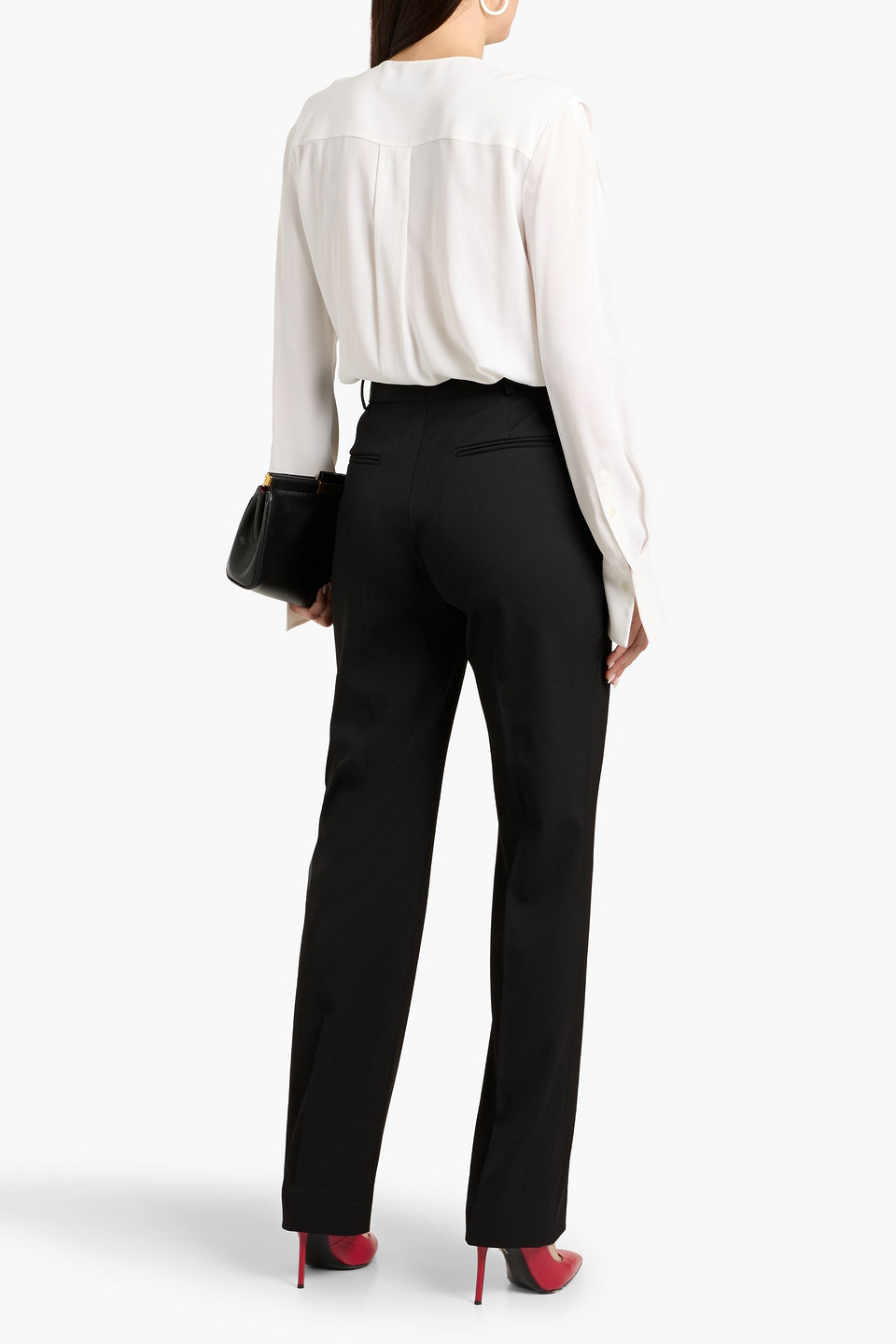  Another Tomorrow - Bluse Aus Crêpe - Weiß - It 38 