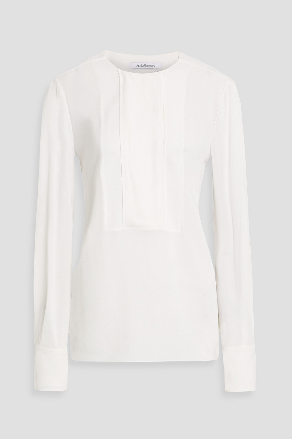 Another Tomorrow Crepe Blouse In White