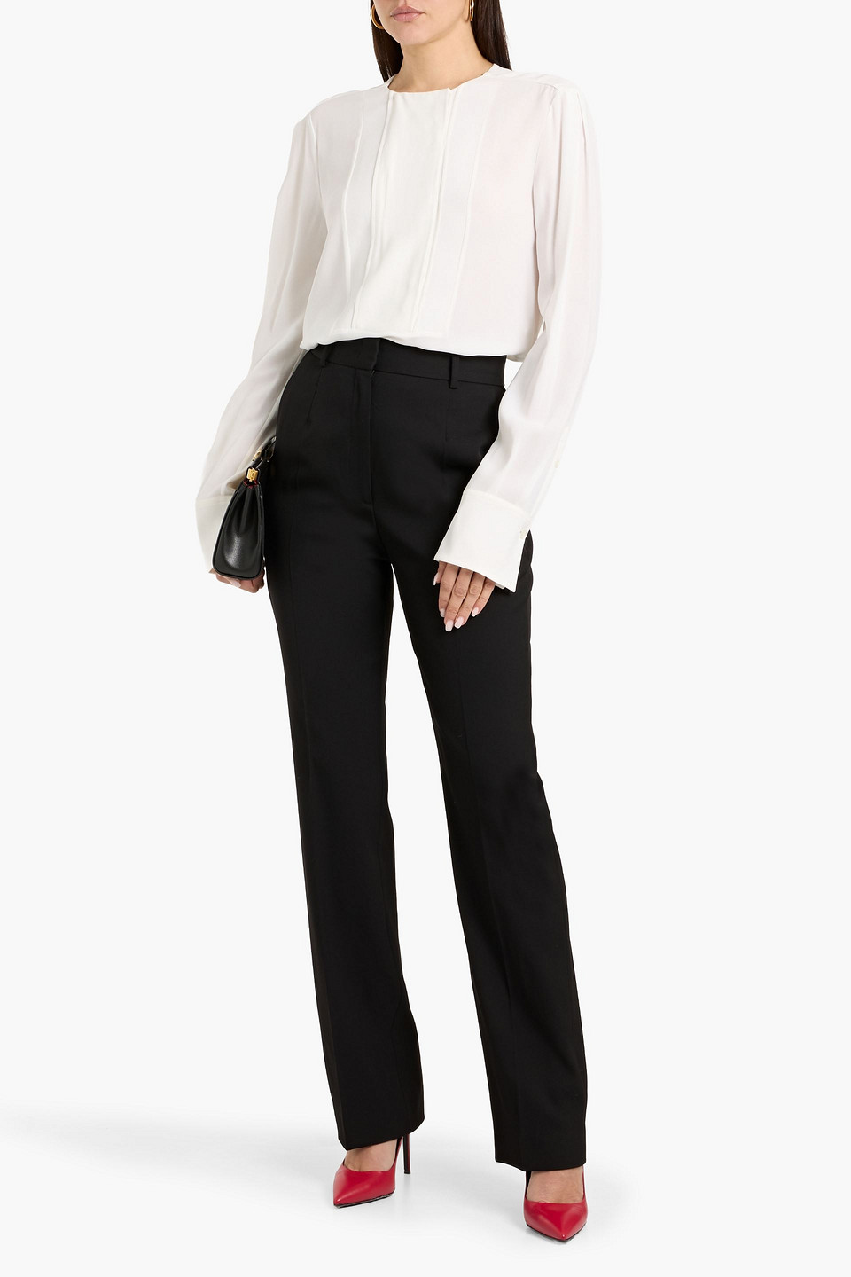  Another Tomorrow - Bluse Aus Crêpe - Weiß - It 38 
