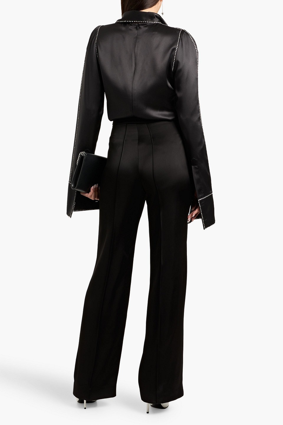  Another Tomorrow - Satin Straight-leg Pants - Black - It 38 