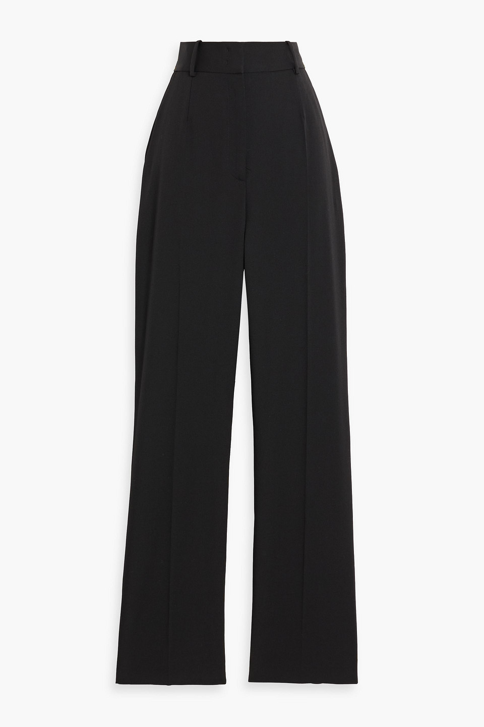 Another Tomorrow Wool-blend Twill Straight-leg Pants In Black