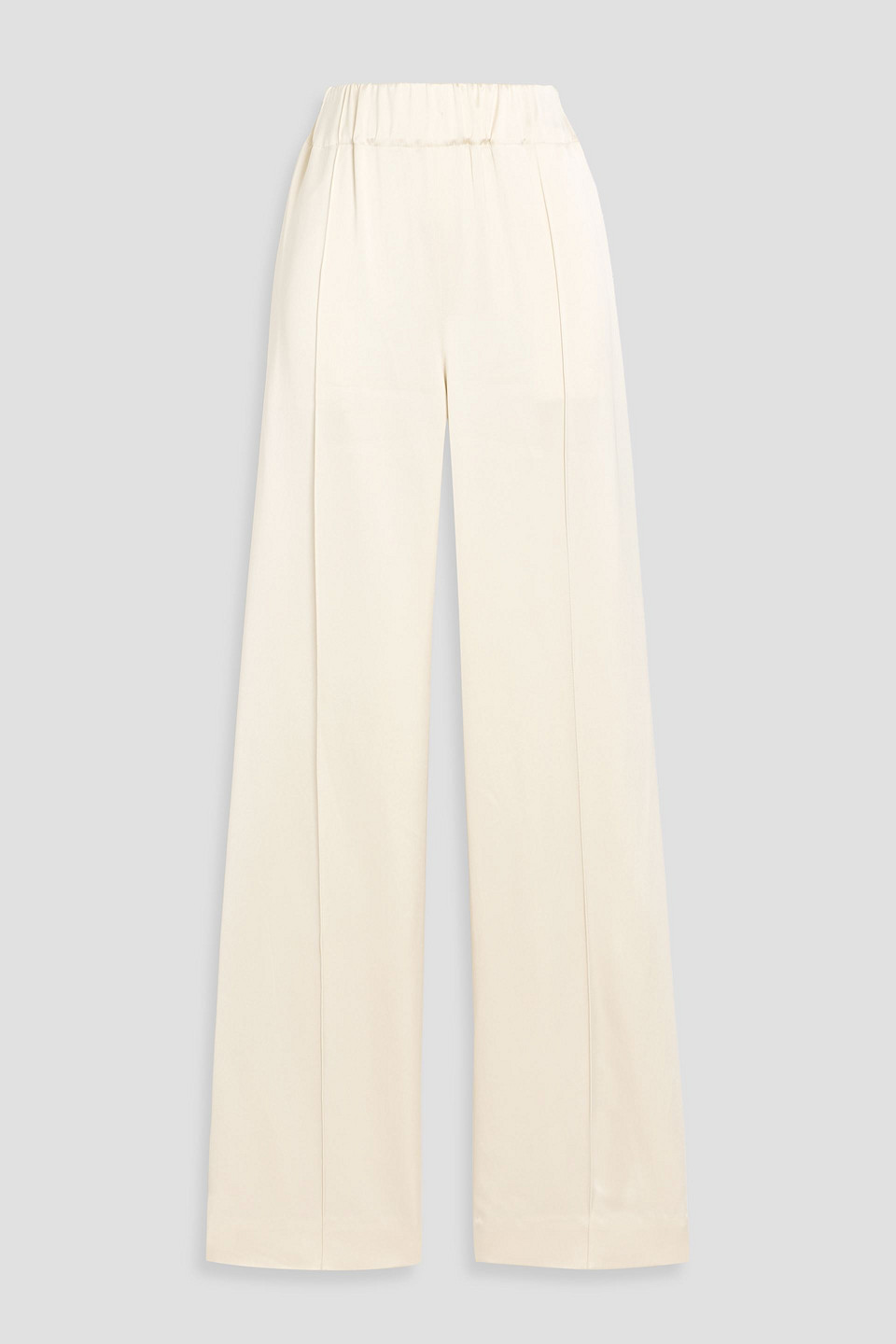 Another Tomorrow Satin Straight-leg Pants In White