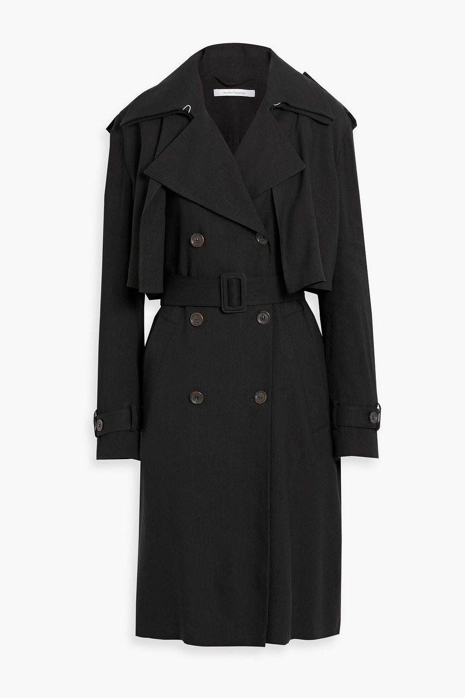 Another Tomorrow Convertible Hemp-blend Trench Coat In Black