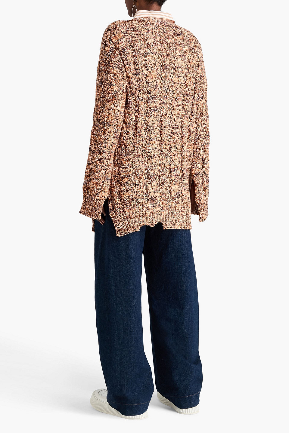  Marni - Melierter Cardigan Aus Einer Baumwoll-wollmischung - Orange - It 36 