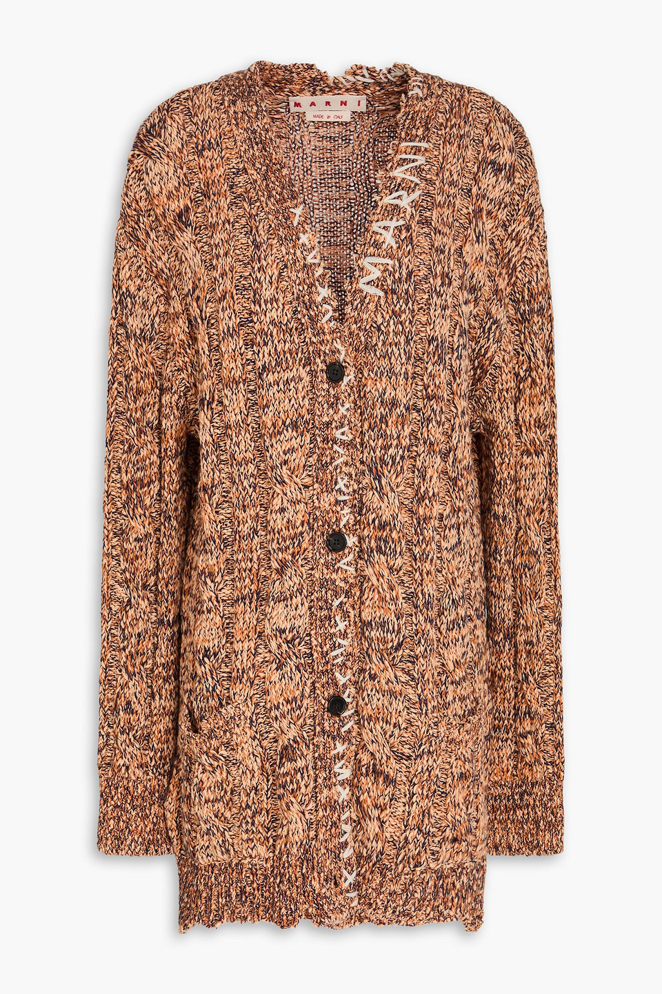 marni - marled cotton and wool-blend cardigan - orange - it 38