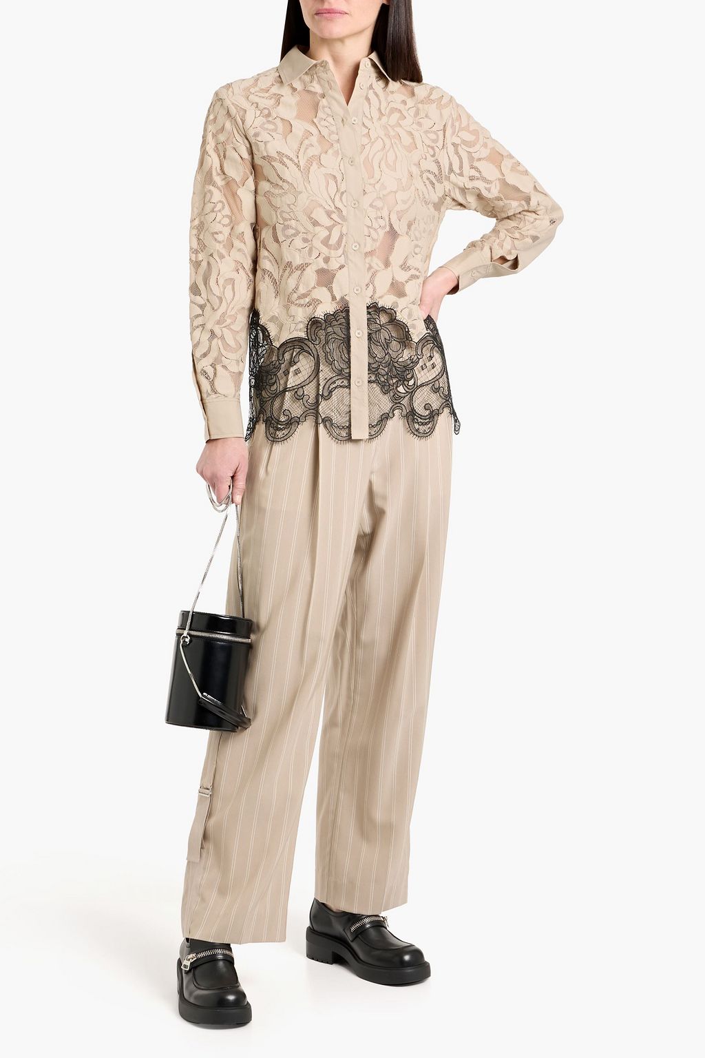 3.1 PHILLIP LIM Two-tone corded lace shirt | THE OUTNET