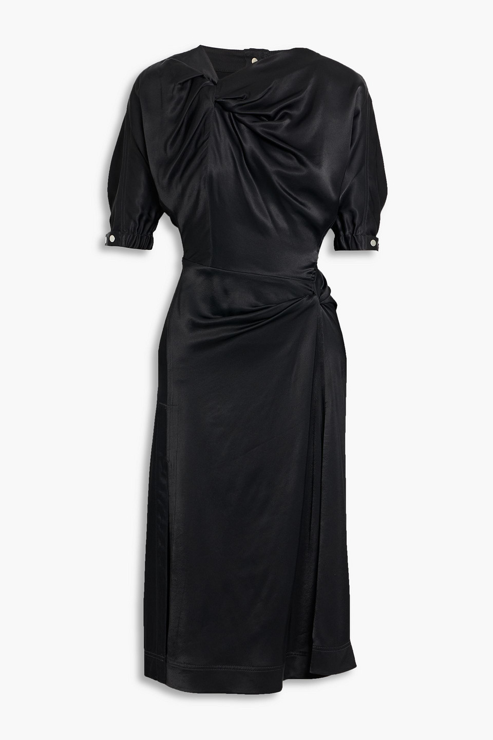 3.1 phillip lim - twisted satin midi dress - black - us 4