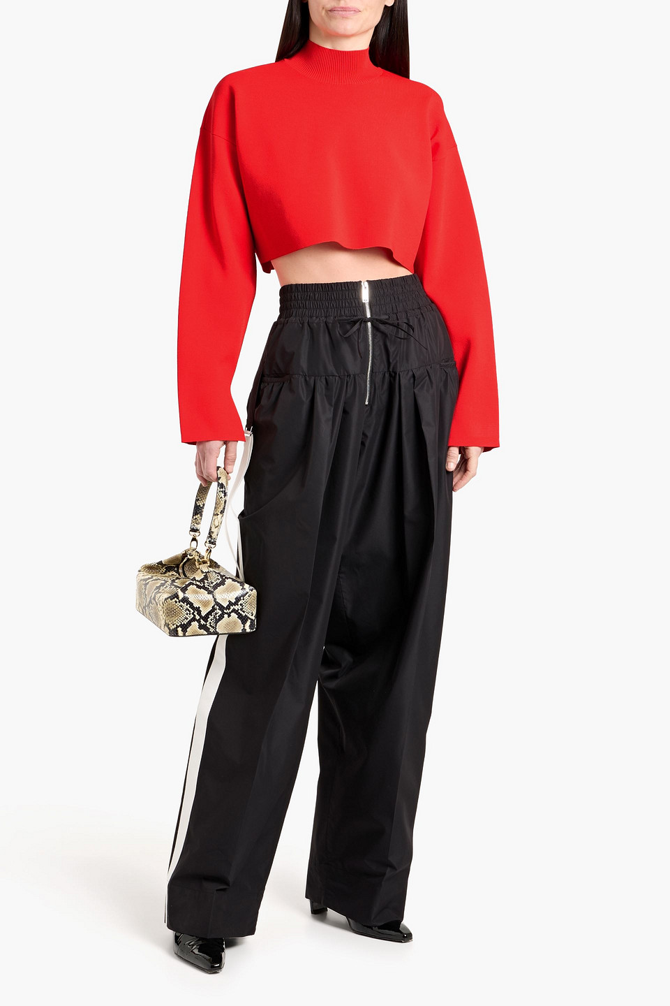  3.1 Phillip Lim - Cropped Stretch-knit Turtleneck Top - Red - S 