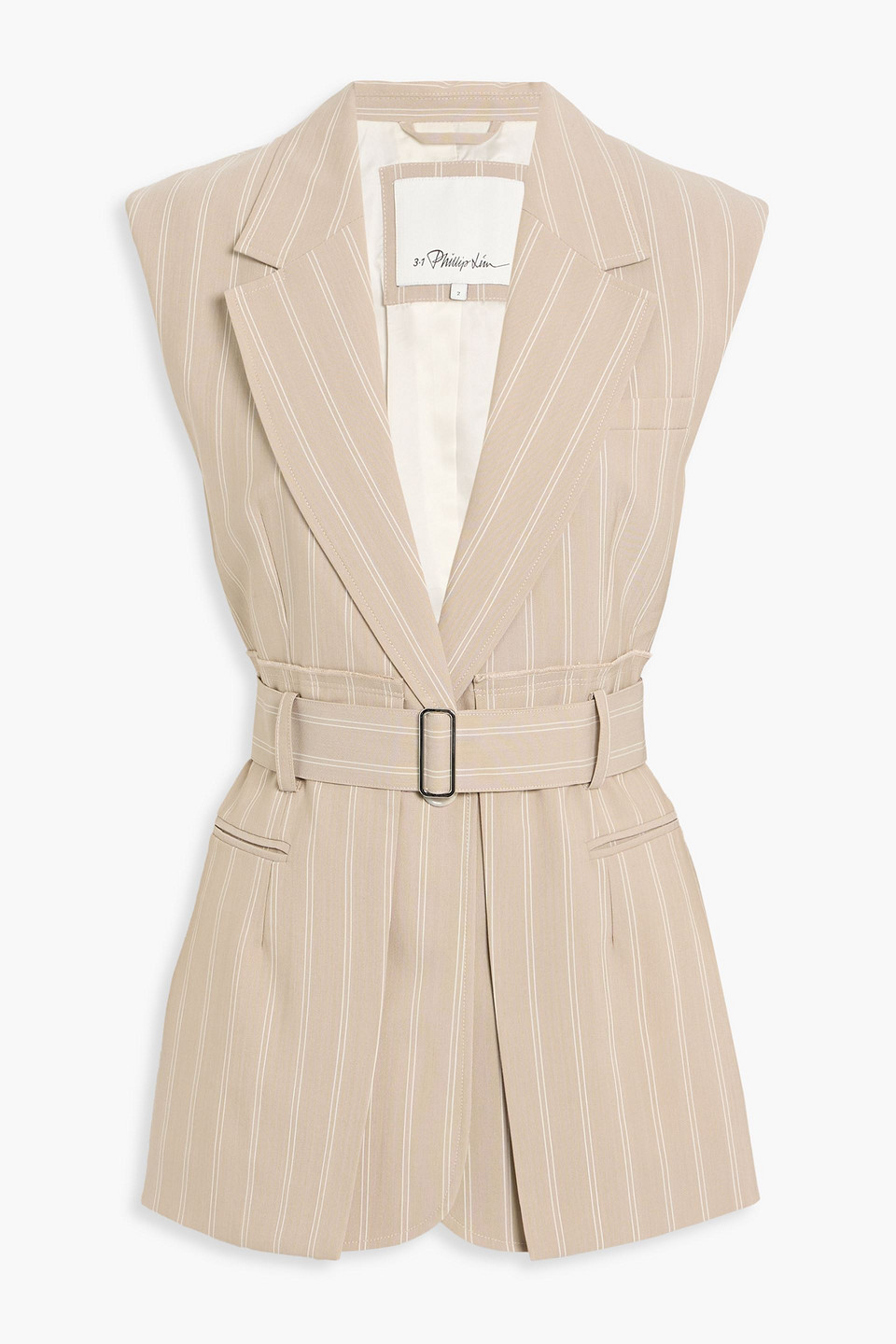 3.1 Phillip Lim Belted Striped Twill Vest In Brown