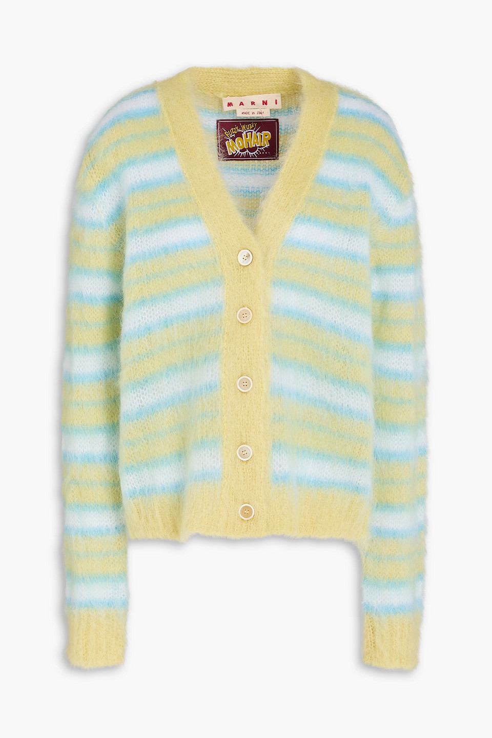 marni - striped intarsia mohair-blend cardigan - yellow - it 38
