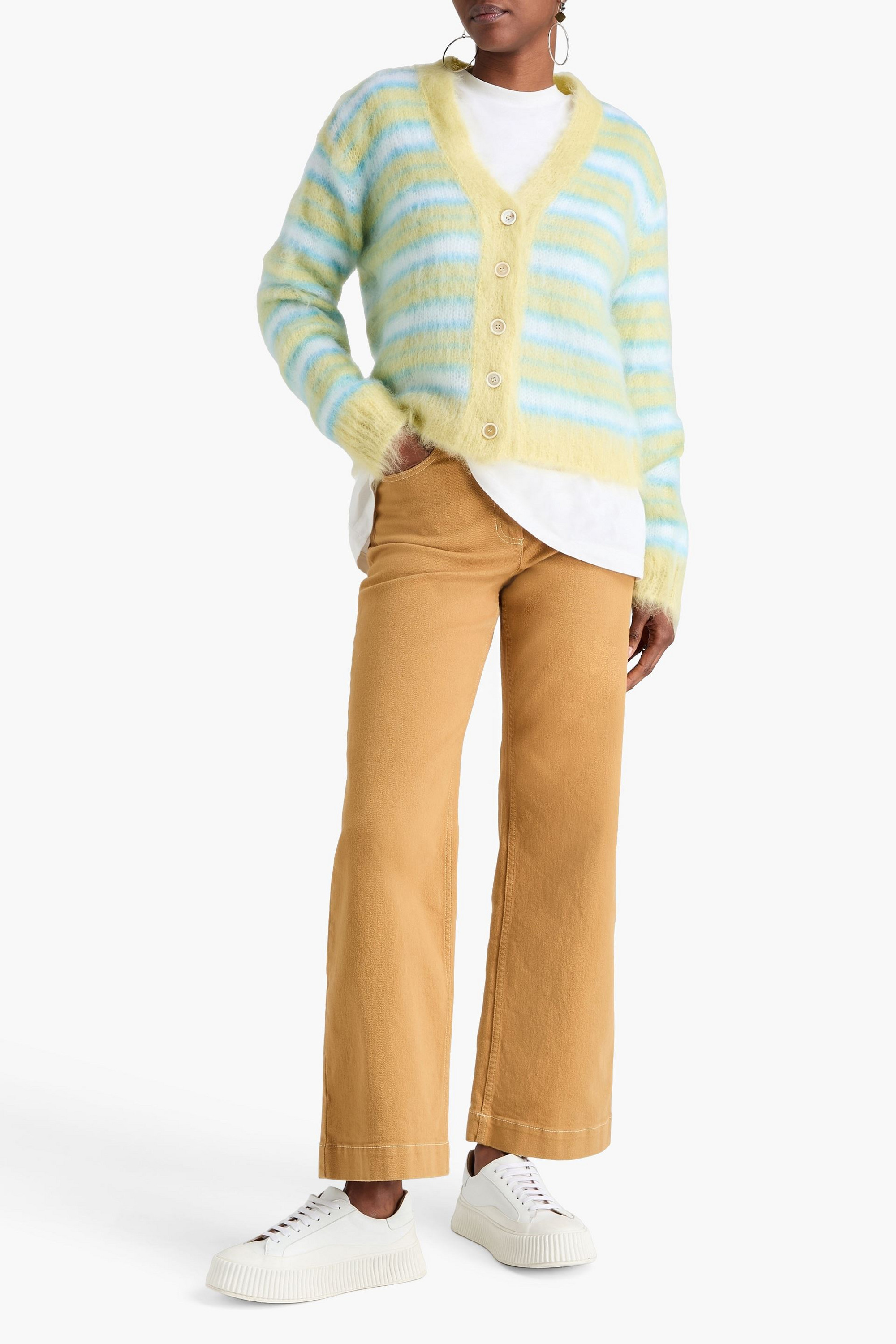 Marni Striped intarsia mohair-blend cardigan