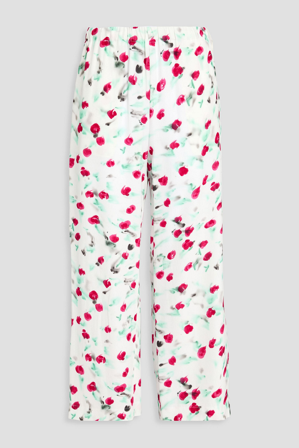 Marni Floral-print Crepe Straight-leg Pants In White