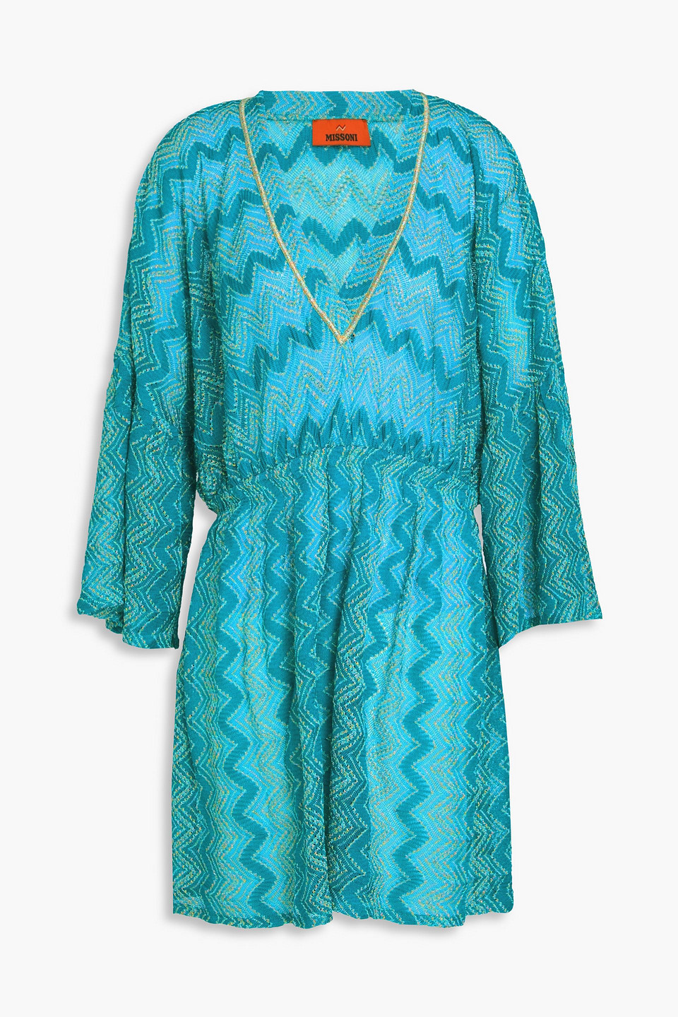 Missoni Metallic Crochet-knit Coverup In Blue