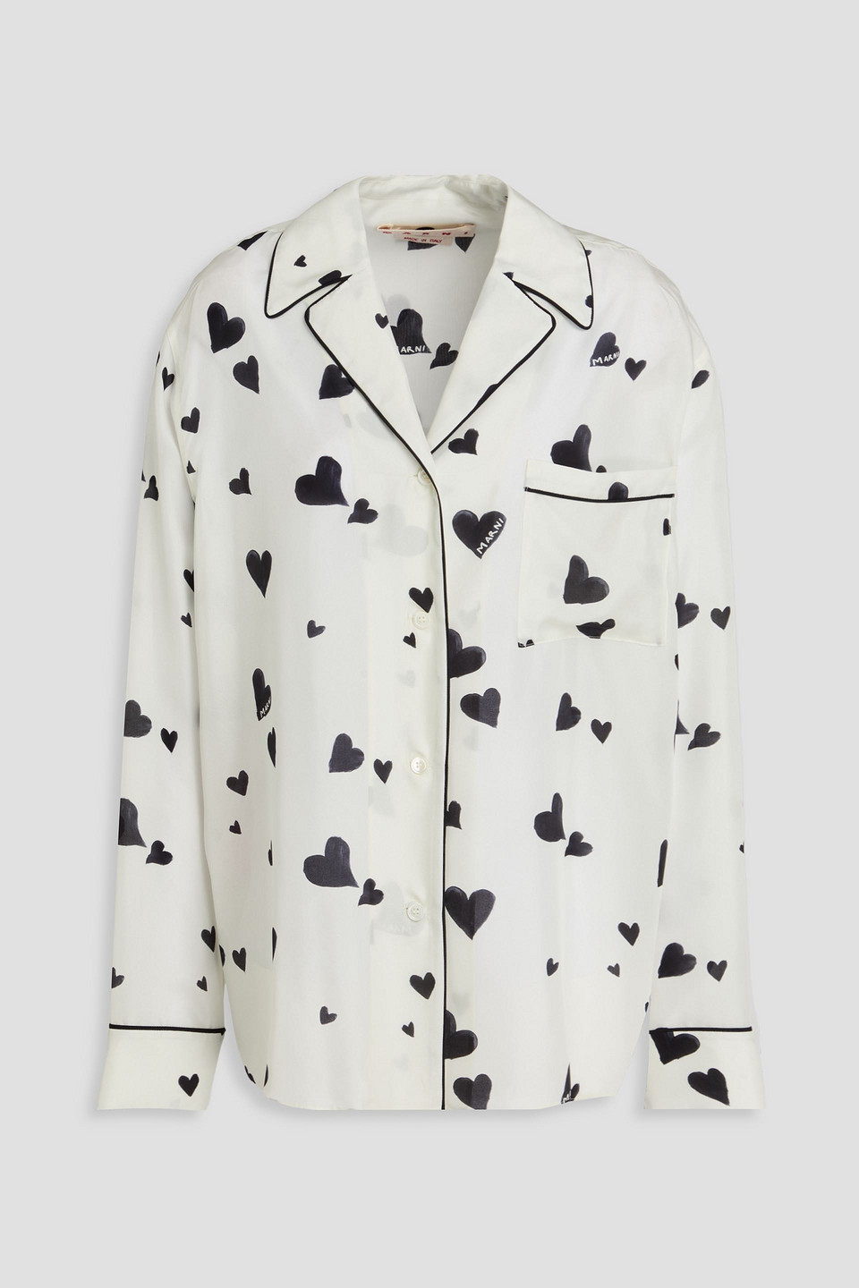 marni - printed silk-habotai shirt - white - it 38