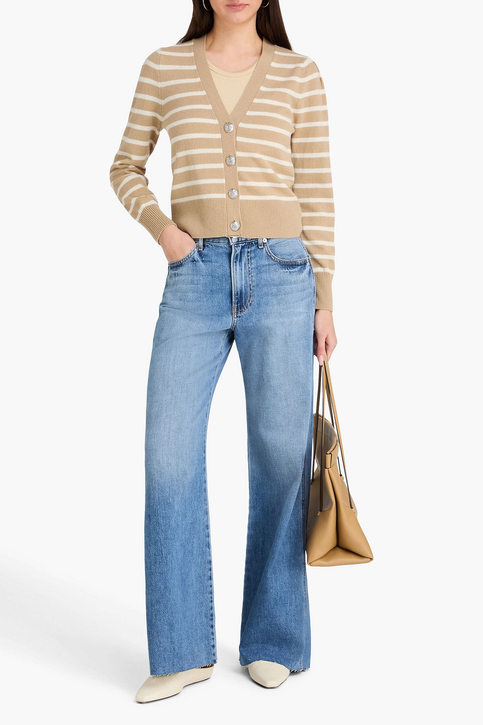  Veronica Beard - Gestreifter Cardigan „solene“ Aus Kaschmir - Neutral - Xs 
