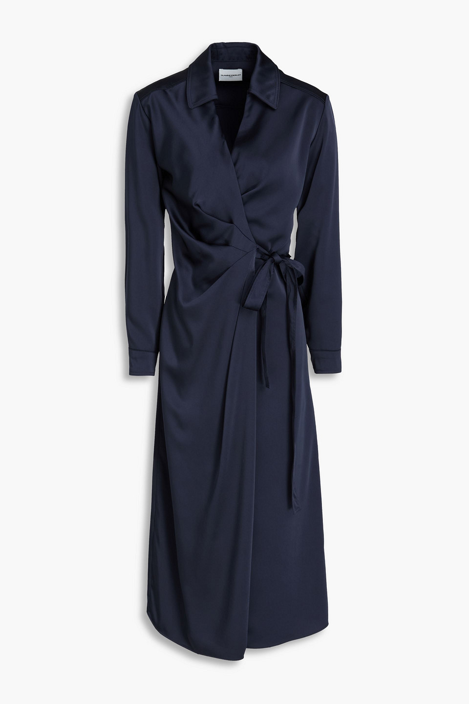 Claudie Pierlot Satin Midi Wrap Dress In Blue | ModeSens