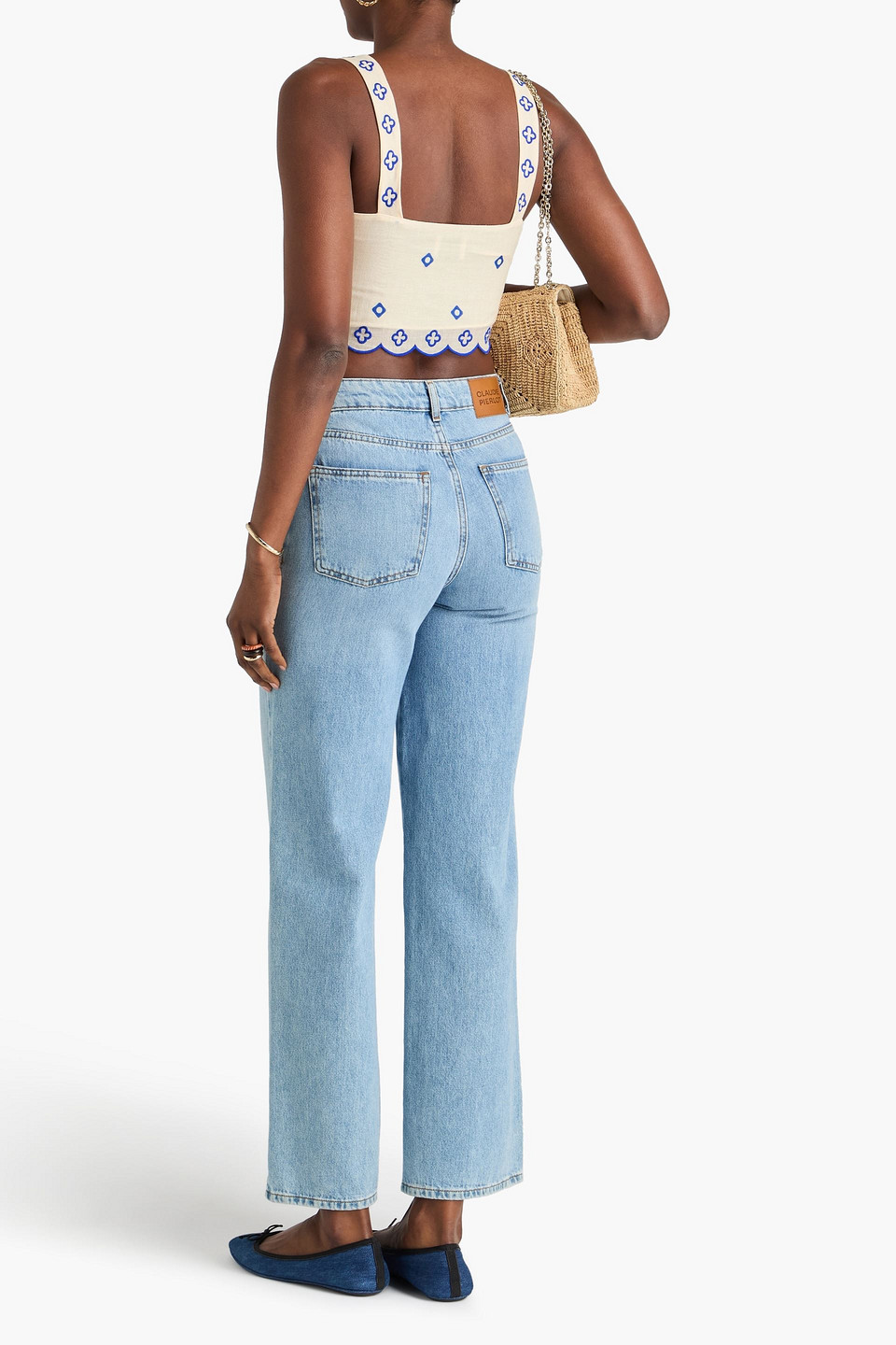  Claudie Pierlot - Cropped Oberteil Aus Gaze Aus Einer Ramie-baumwollmischung Mit Stickereien - Weiß - 1 