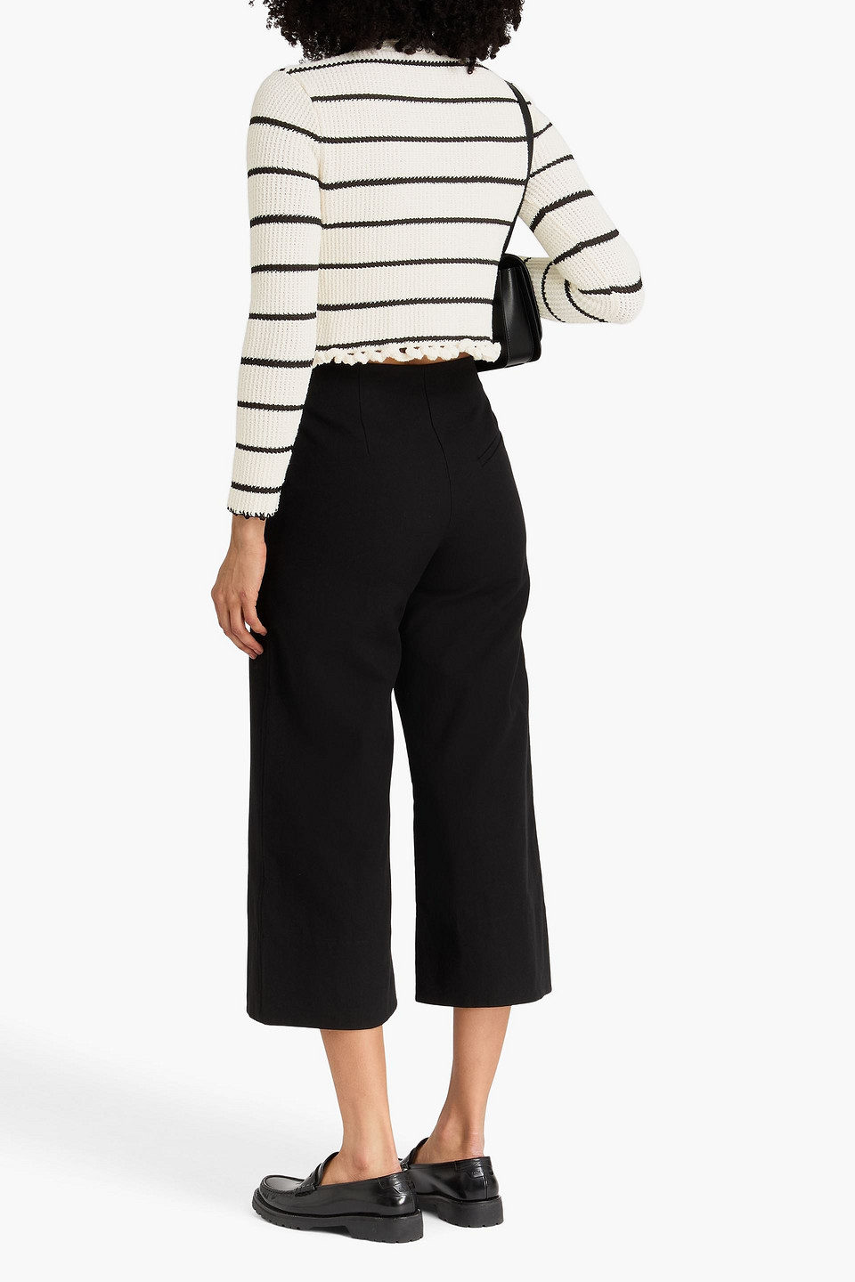  Claudie Pierlot - Cropped Cardigan Aus Einer Baumwollmischung Mit Intarsienmuster Und Streifen - Weiß - 1 