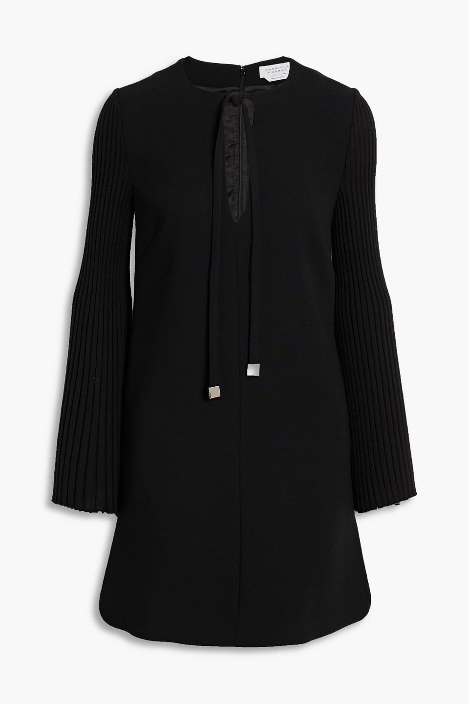 Gabriela Hearst Beko Ribbed Wool And Crepe Mini Dress In Black