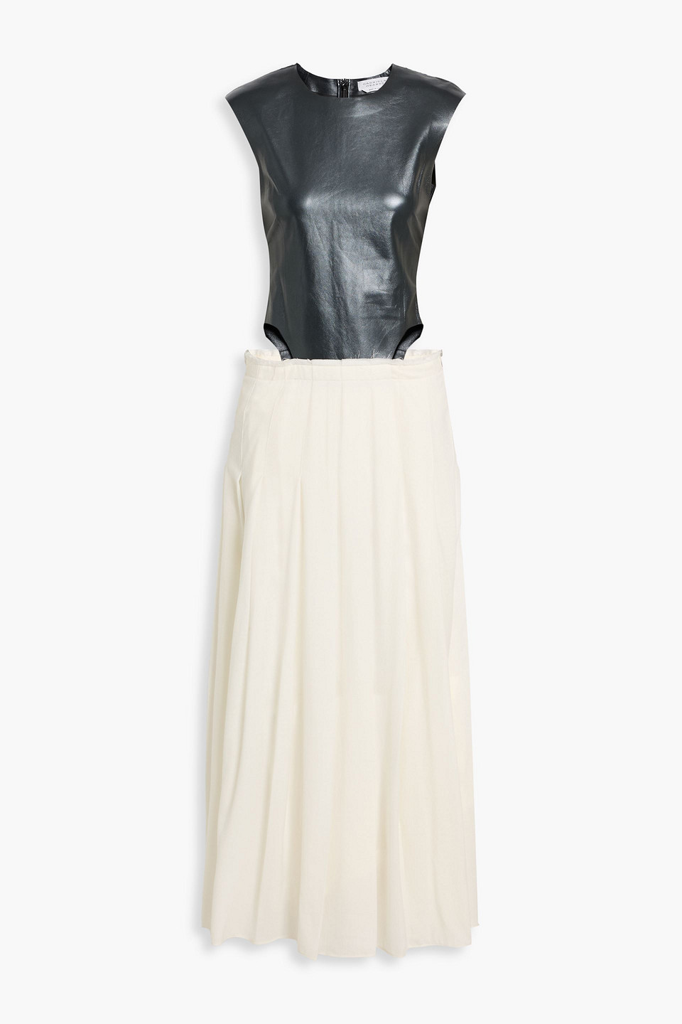 gabriela hearst - mina metallic leather-paneled wool and cashmere-blend maxi dress - black - it 38