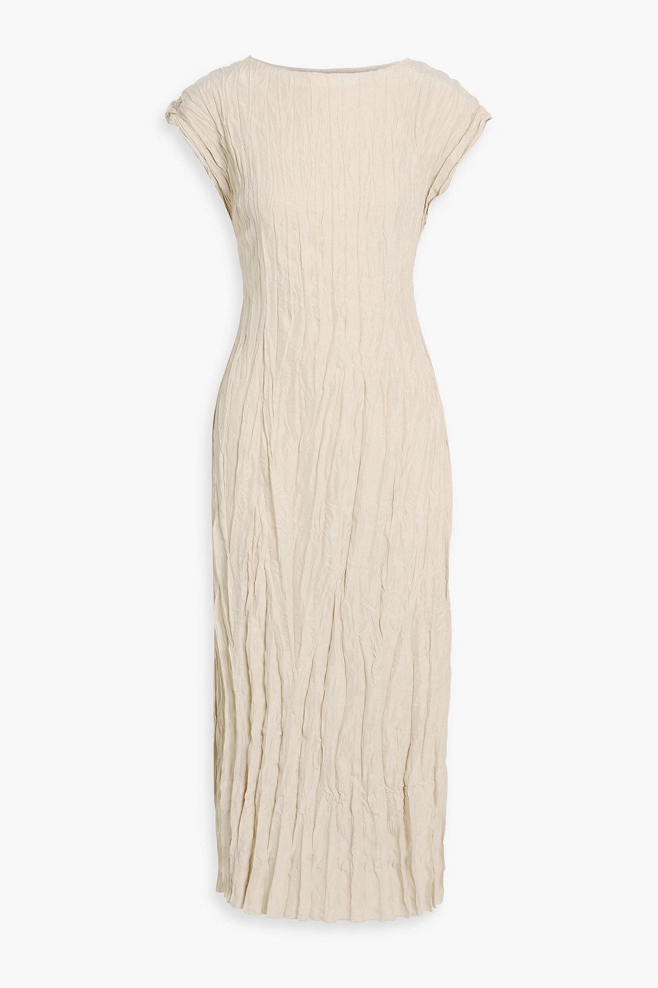 Totême Crinkled-silk Midi Dress In Nude