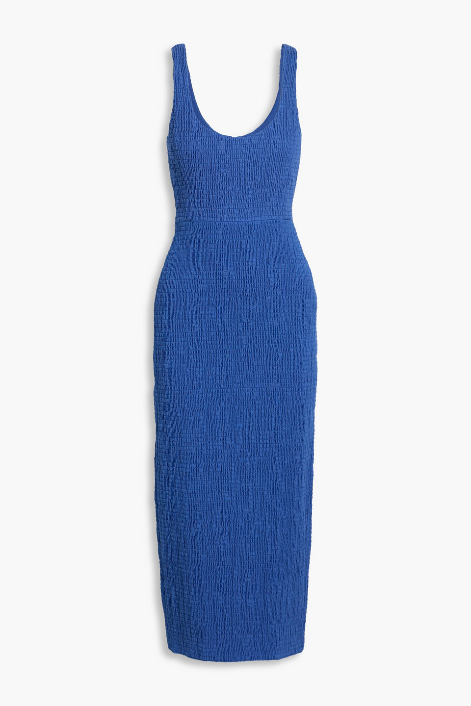 Gabriela Hearst Girard Shirred Linen Midi Dress In Blue