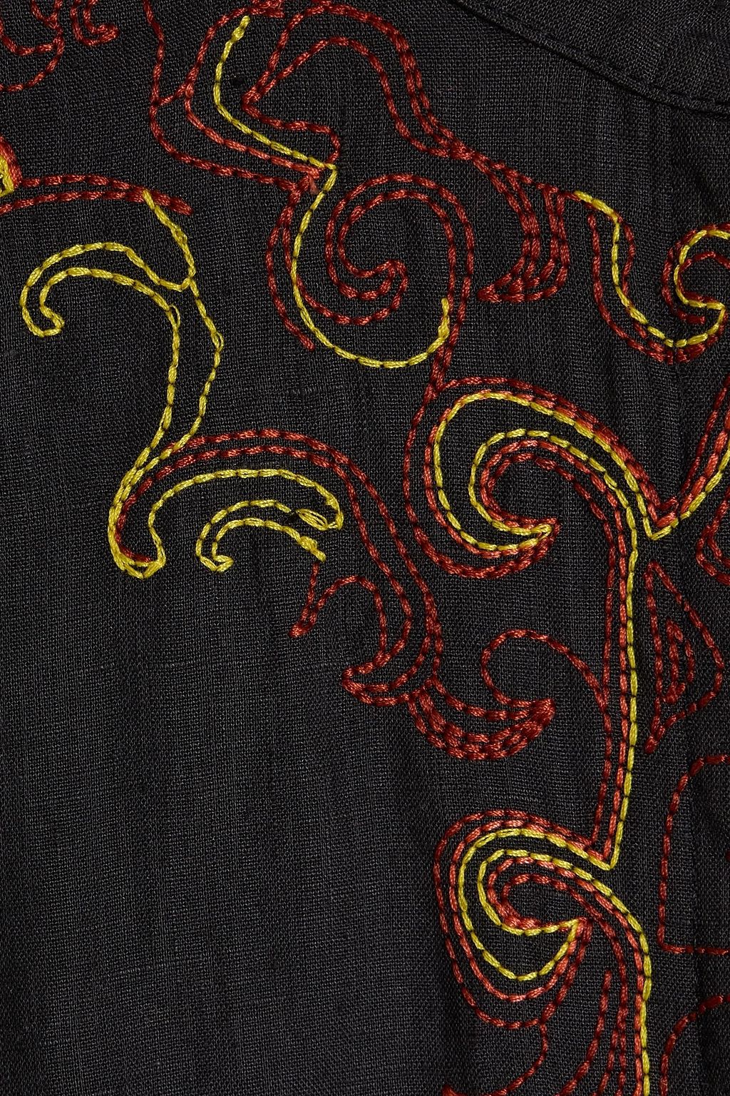 GABRIELA HEARST Aloe embroidered pleated linen midi shirt dress