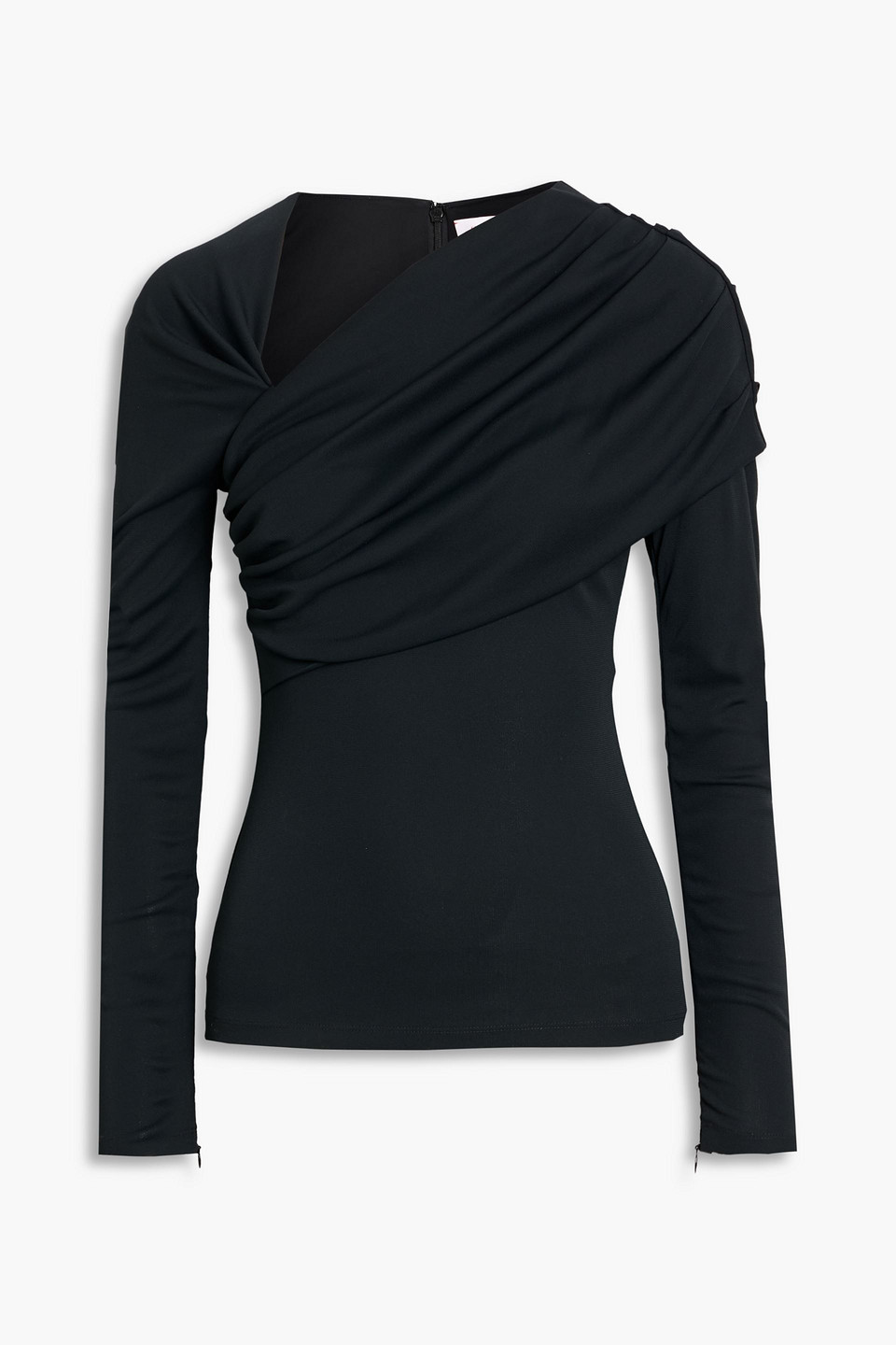carolina herrera - asymmetric draped jersey top - black - xs
