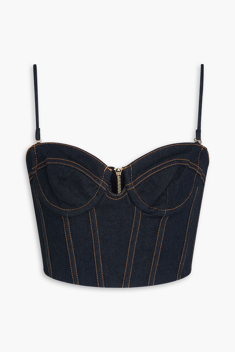 Zimmermann Cropped Denim Bustier Top In Blue