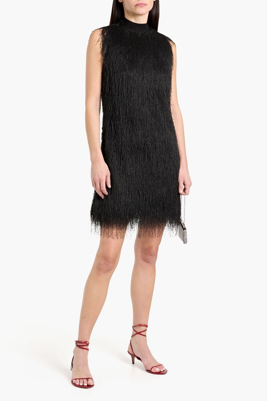 Fringe Mock Neck Shift Dress - Black - 3.1 Phillip Lim