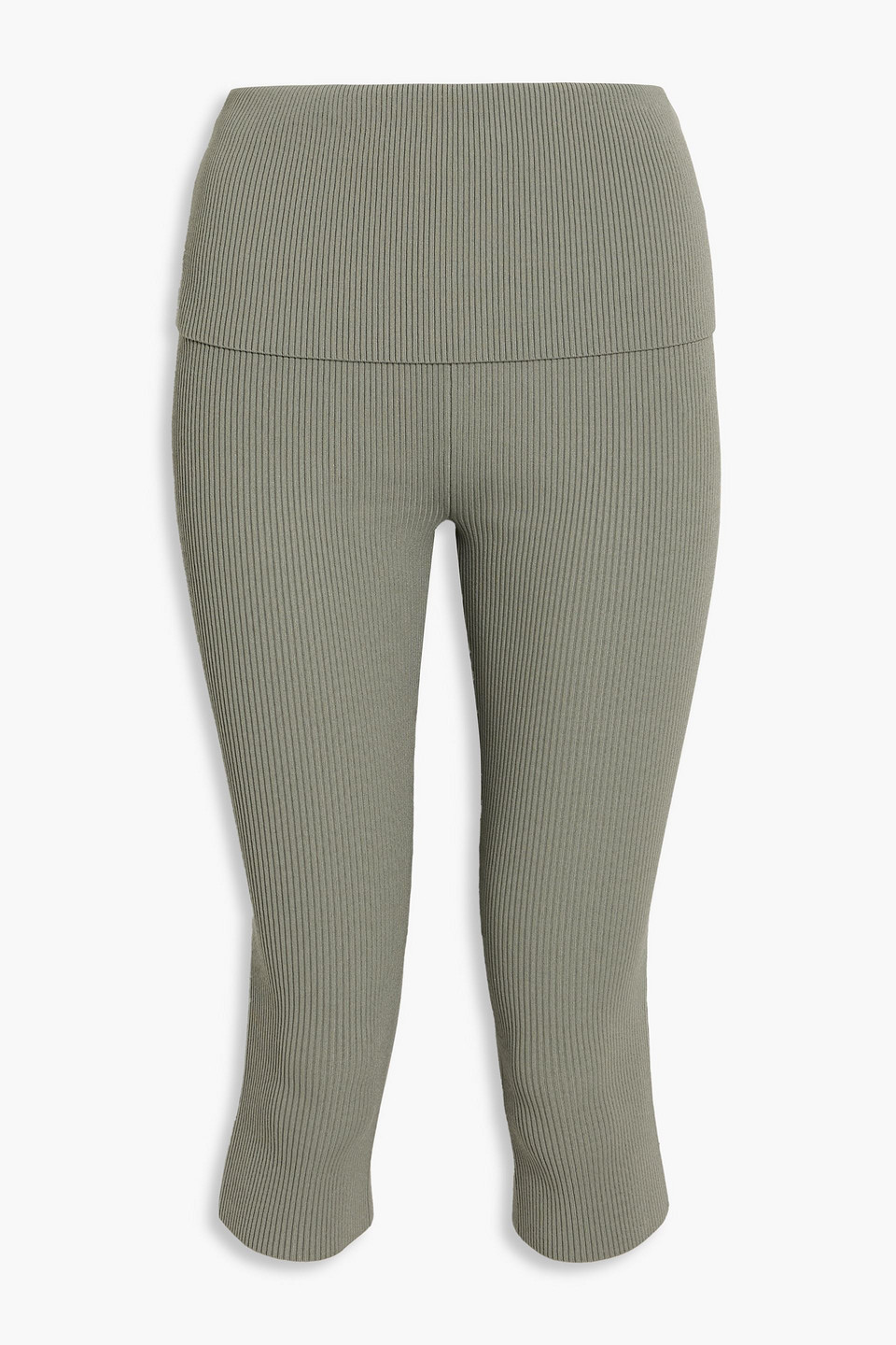 3.1 Phillip Lim Cropped Ribbed-knit Leggings In Green