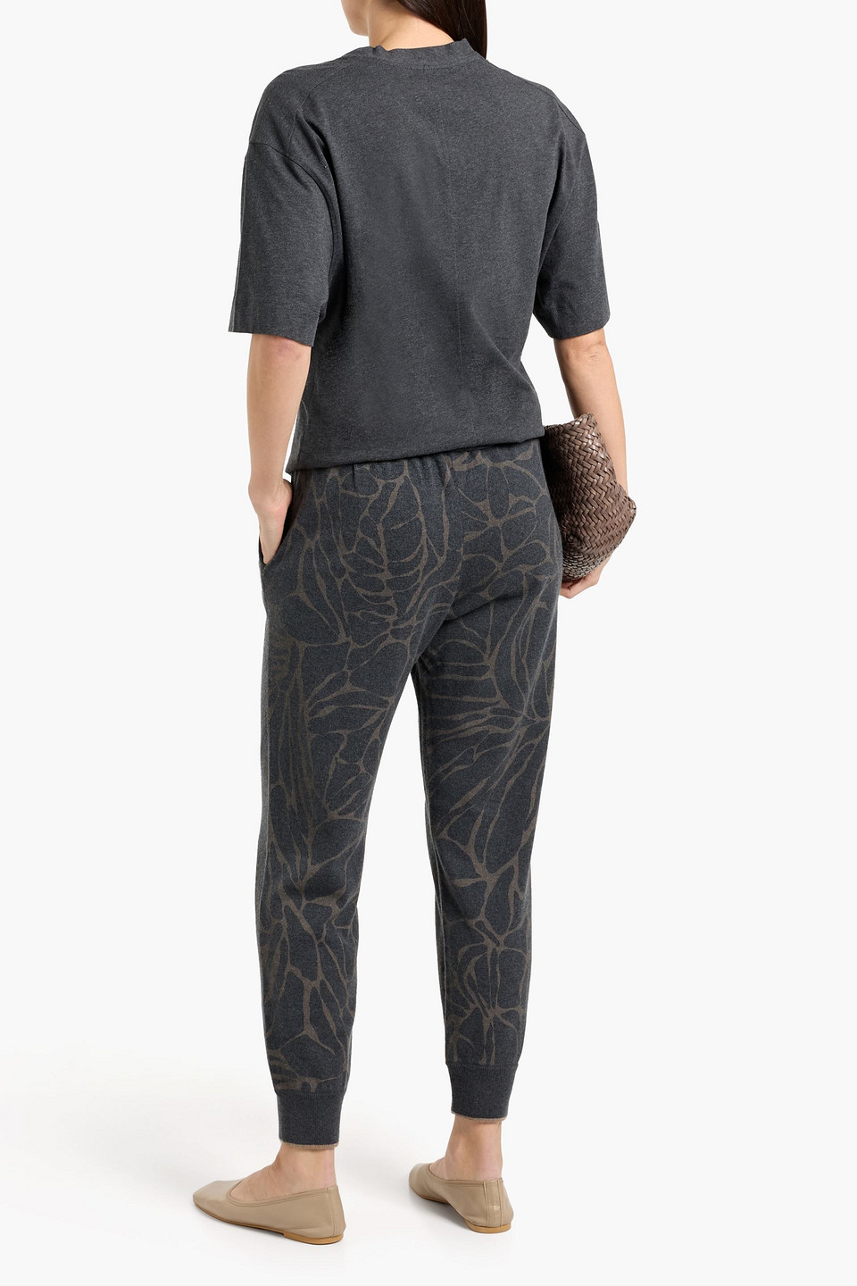  Brunello Cucinelli - Printed Wool, Cashmere And Silk-blend Track Pants - Gray - Xxs 